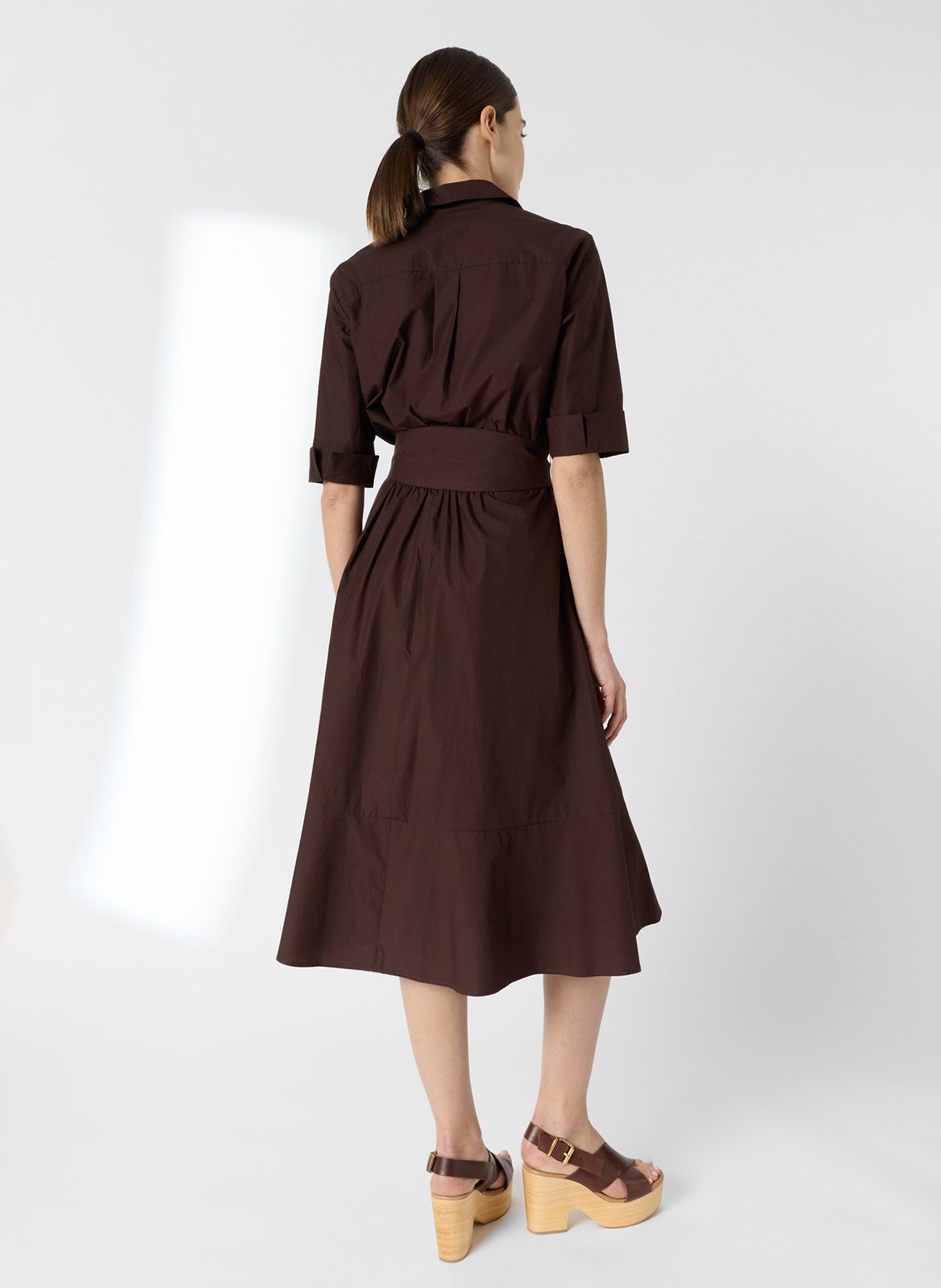 Robe midi ceinturée unie GERARD DAREL Marron