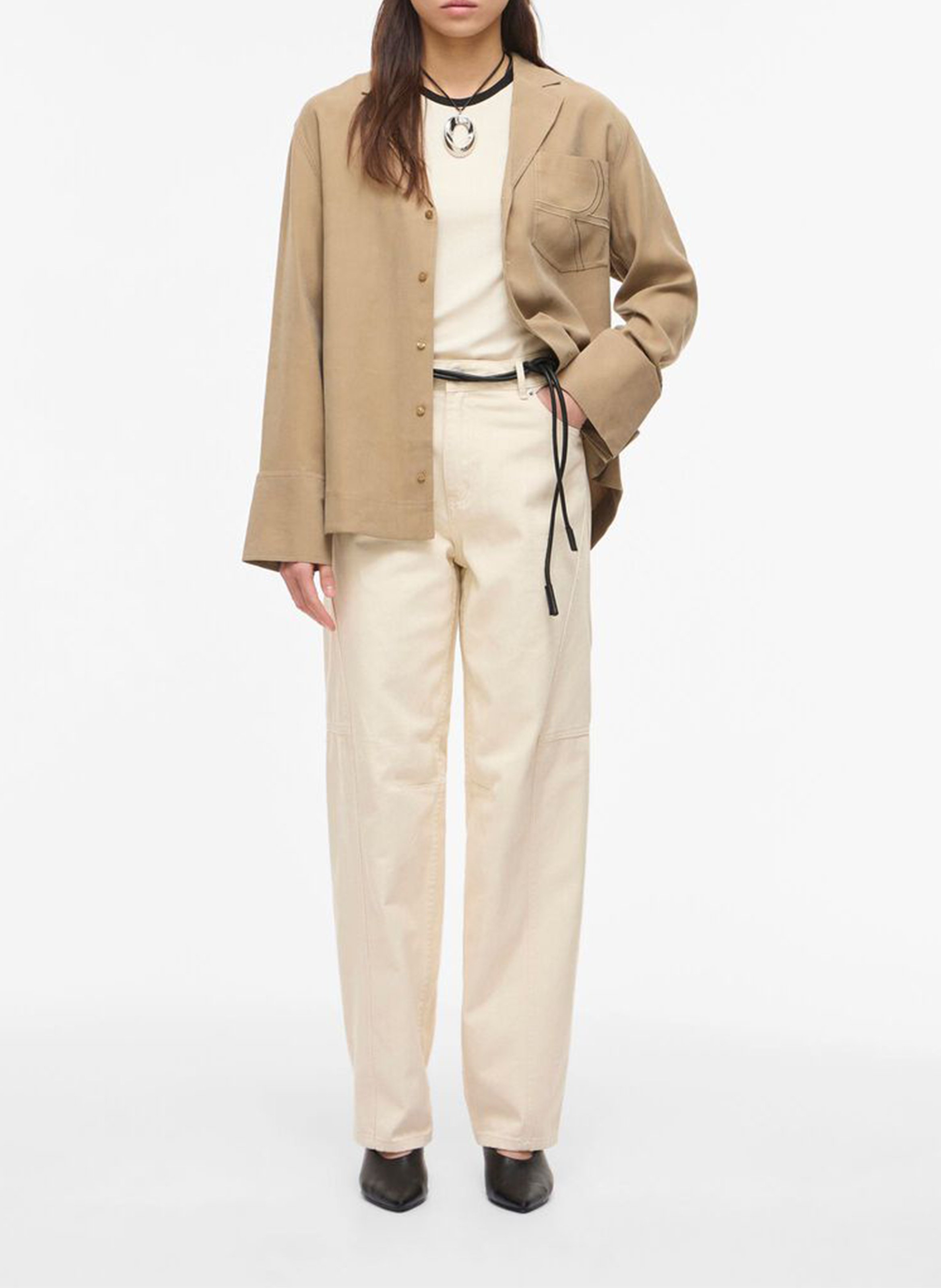 Straight leg jeans in cotton and recycled cotton. ROUGE EDIT Beige