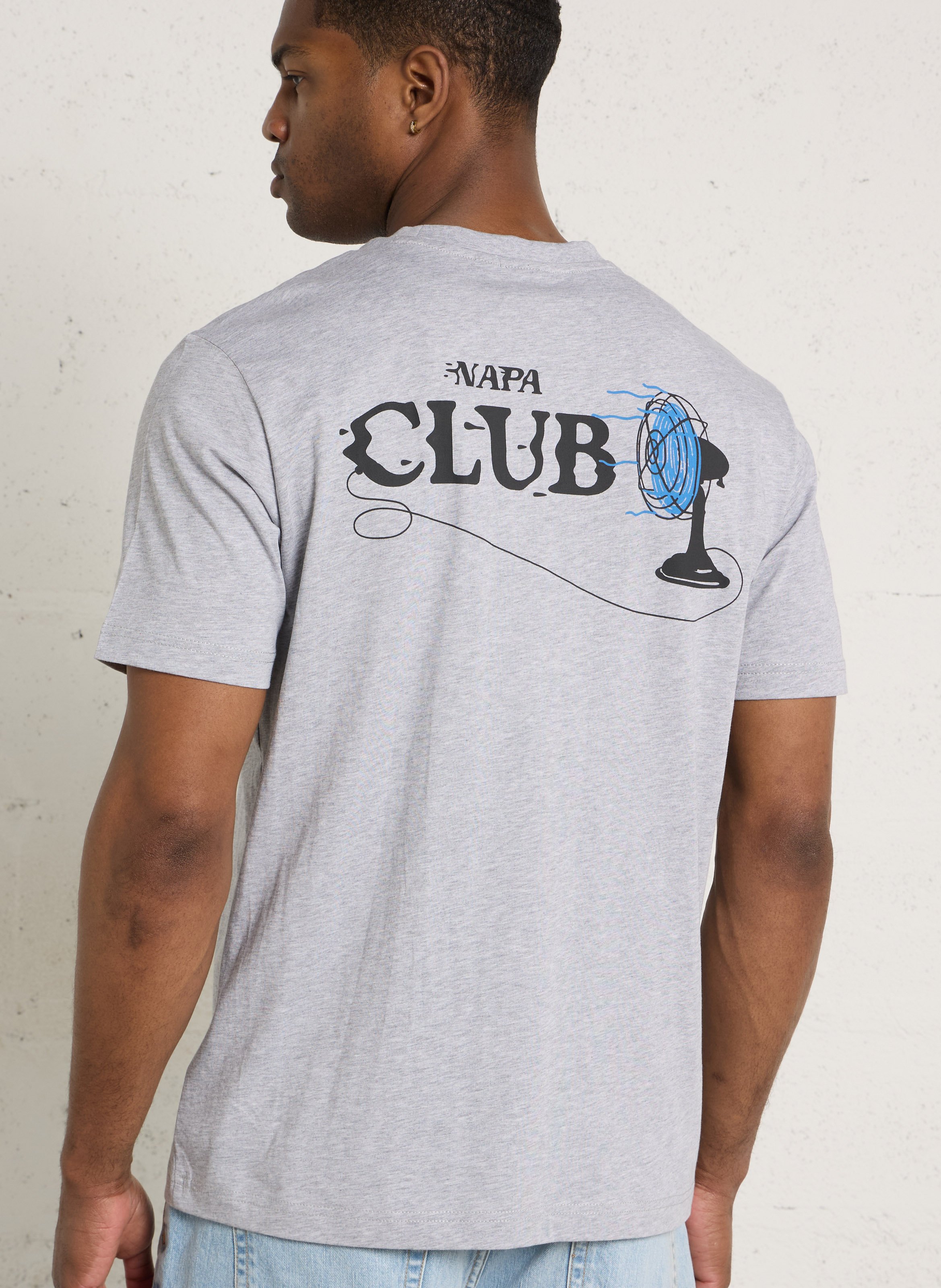 Round neck mottled screen-printed t-shirt NAPAPIJRI Blue