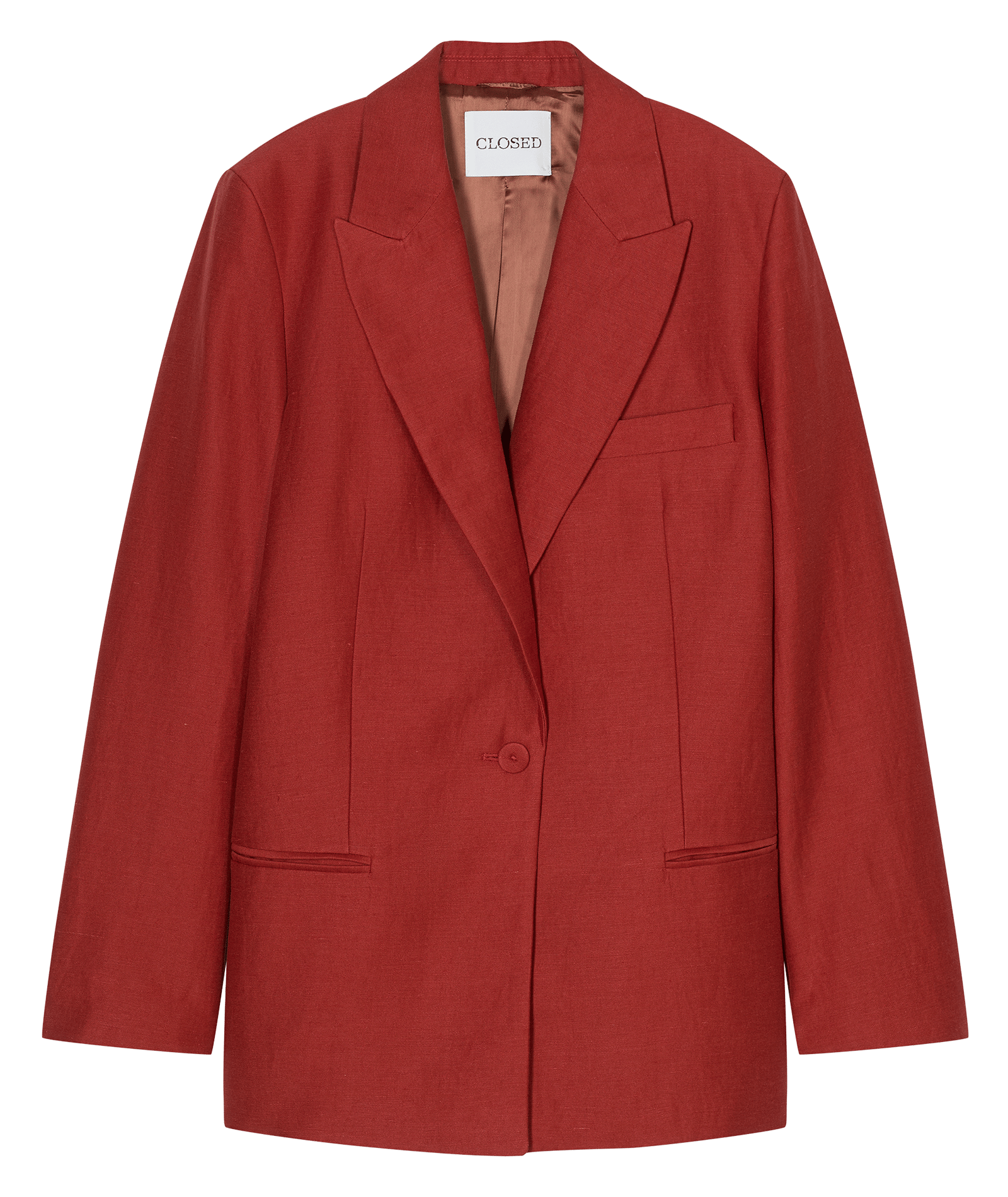 Veste tailleur unie en lin mélangé CLOSED Rouge