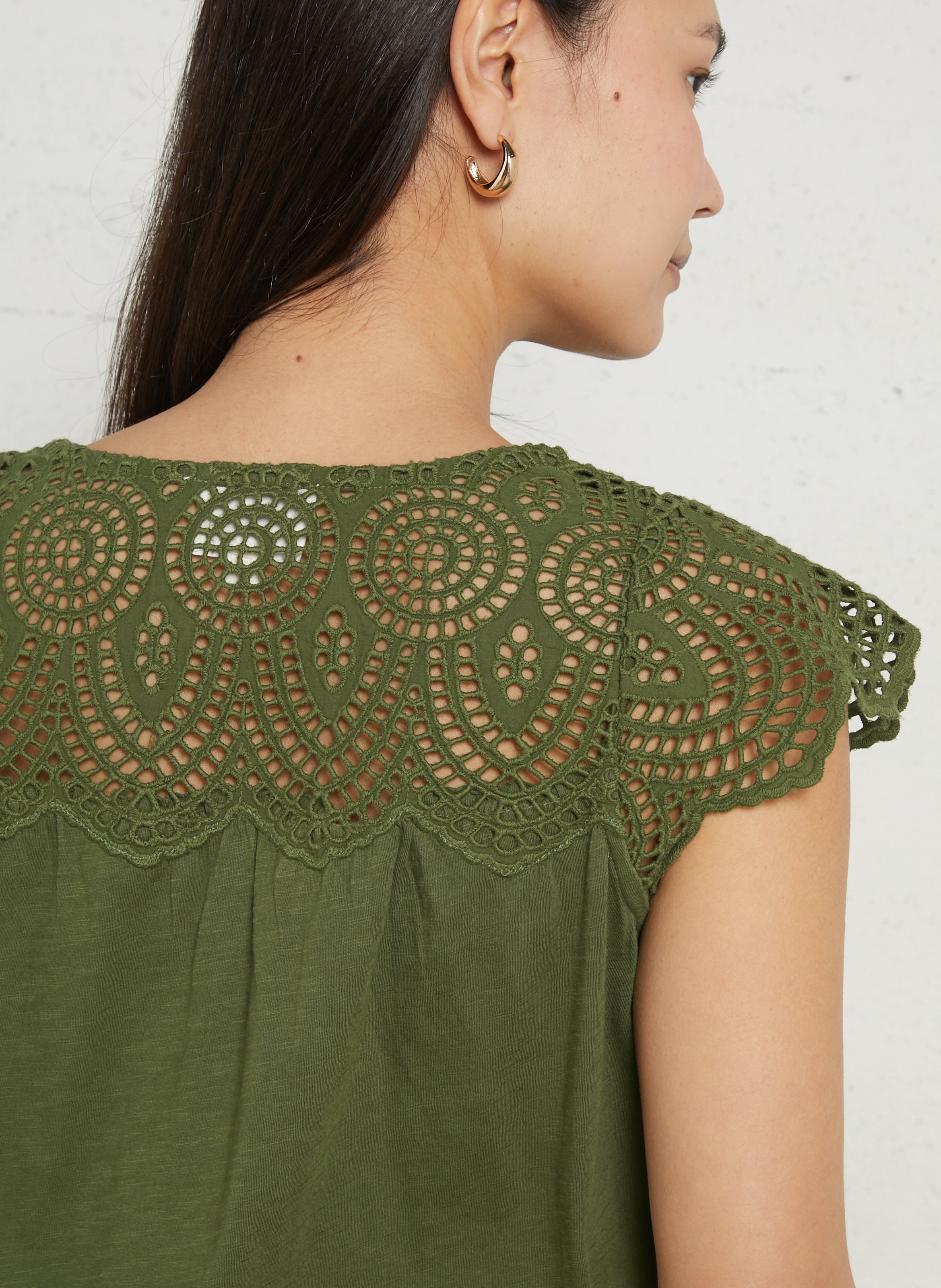 V-neck cotton top MAISON 123 Green