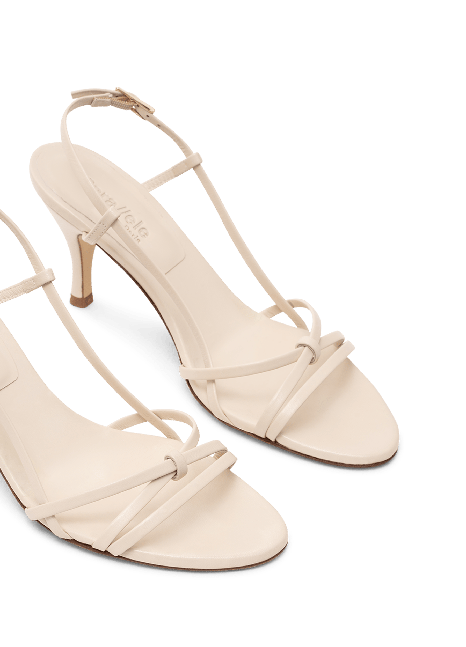 Latte nappa leather sandals PARALLELE PARIS White