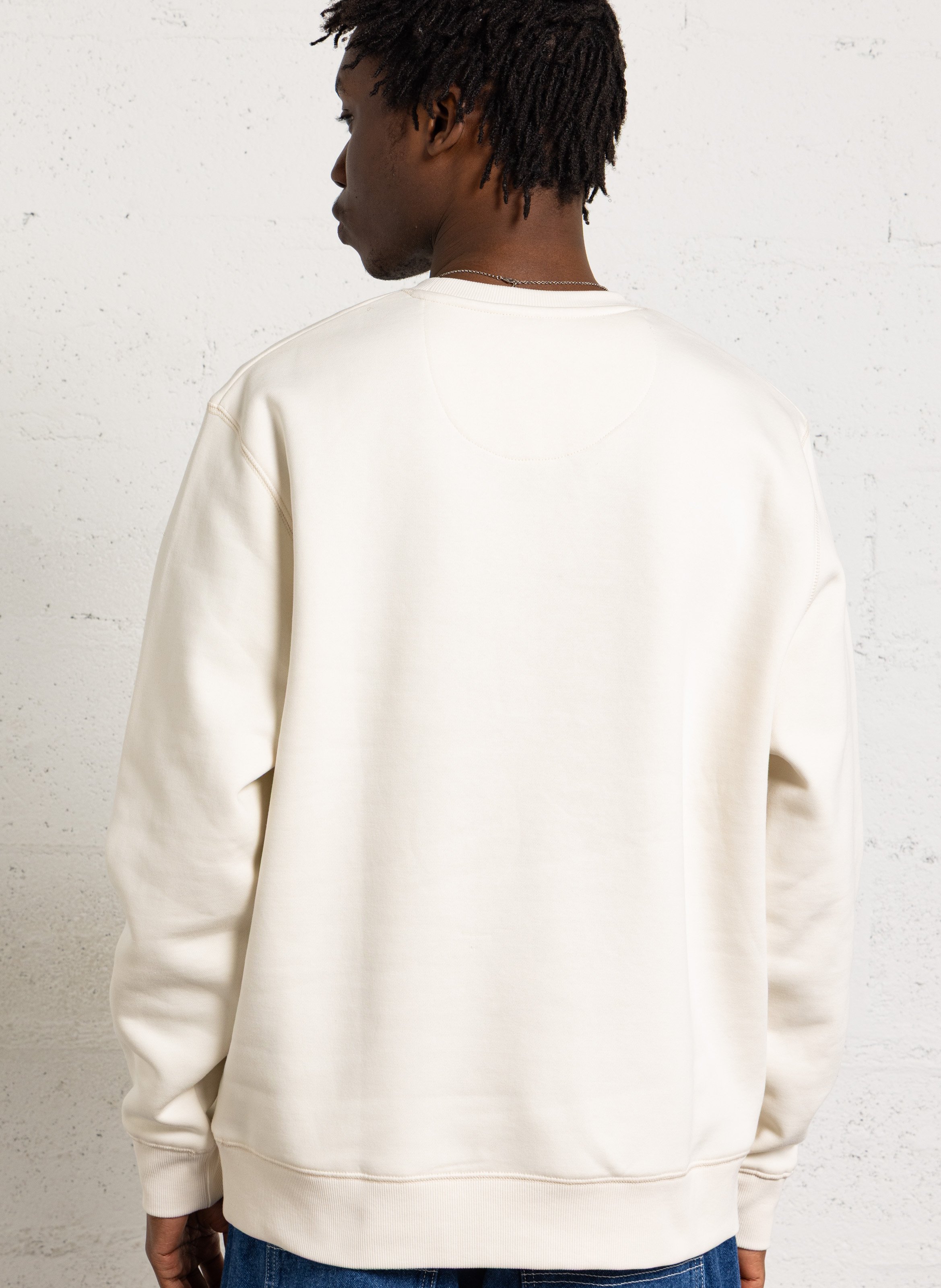 Oversized cotton-blend sweatshirt with round neck CHEVIGNON White
