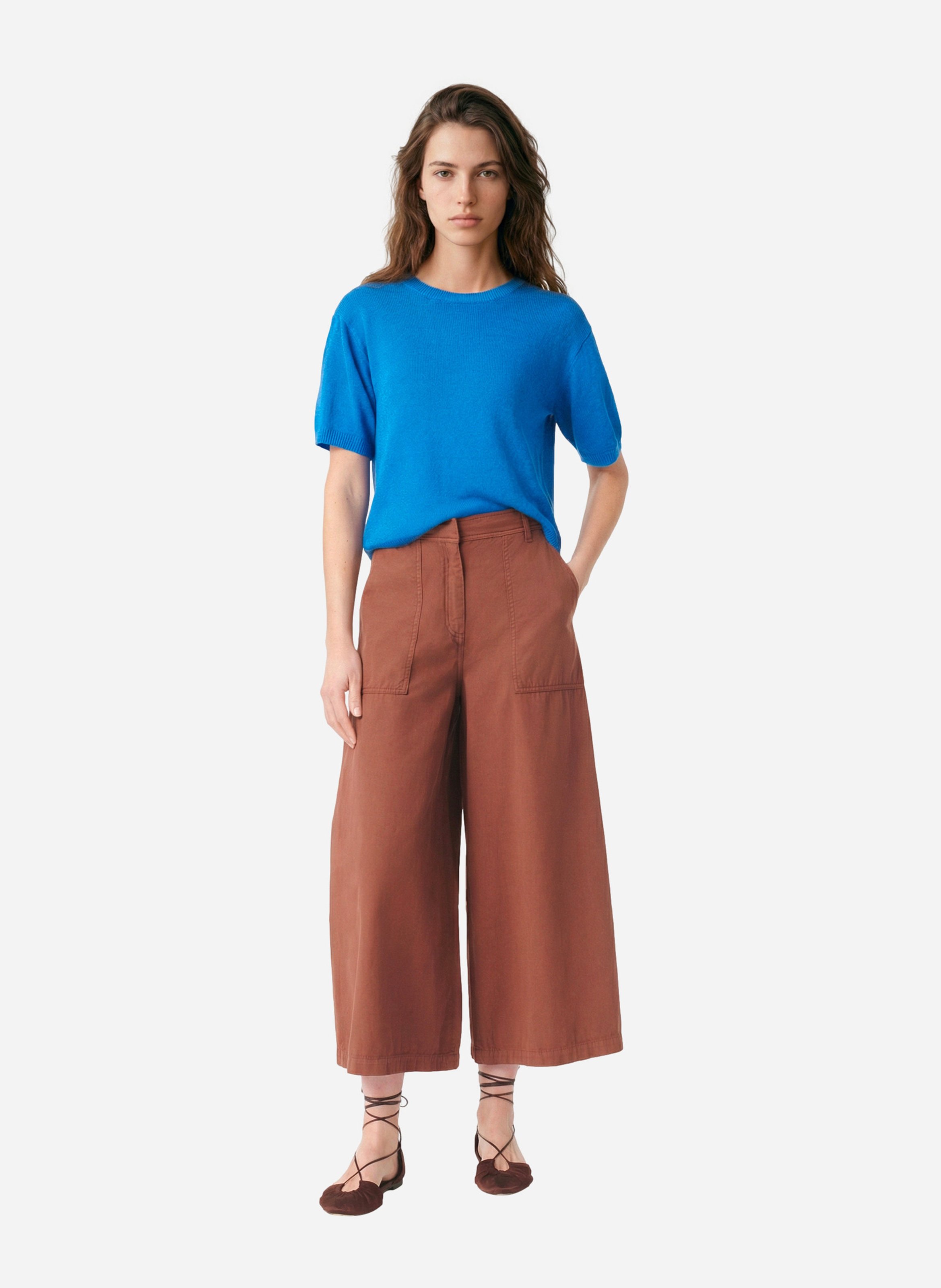 Pantalon large à poches uni VANESSA BRUNO Marron