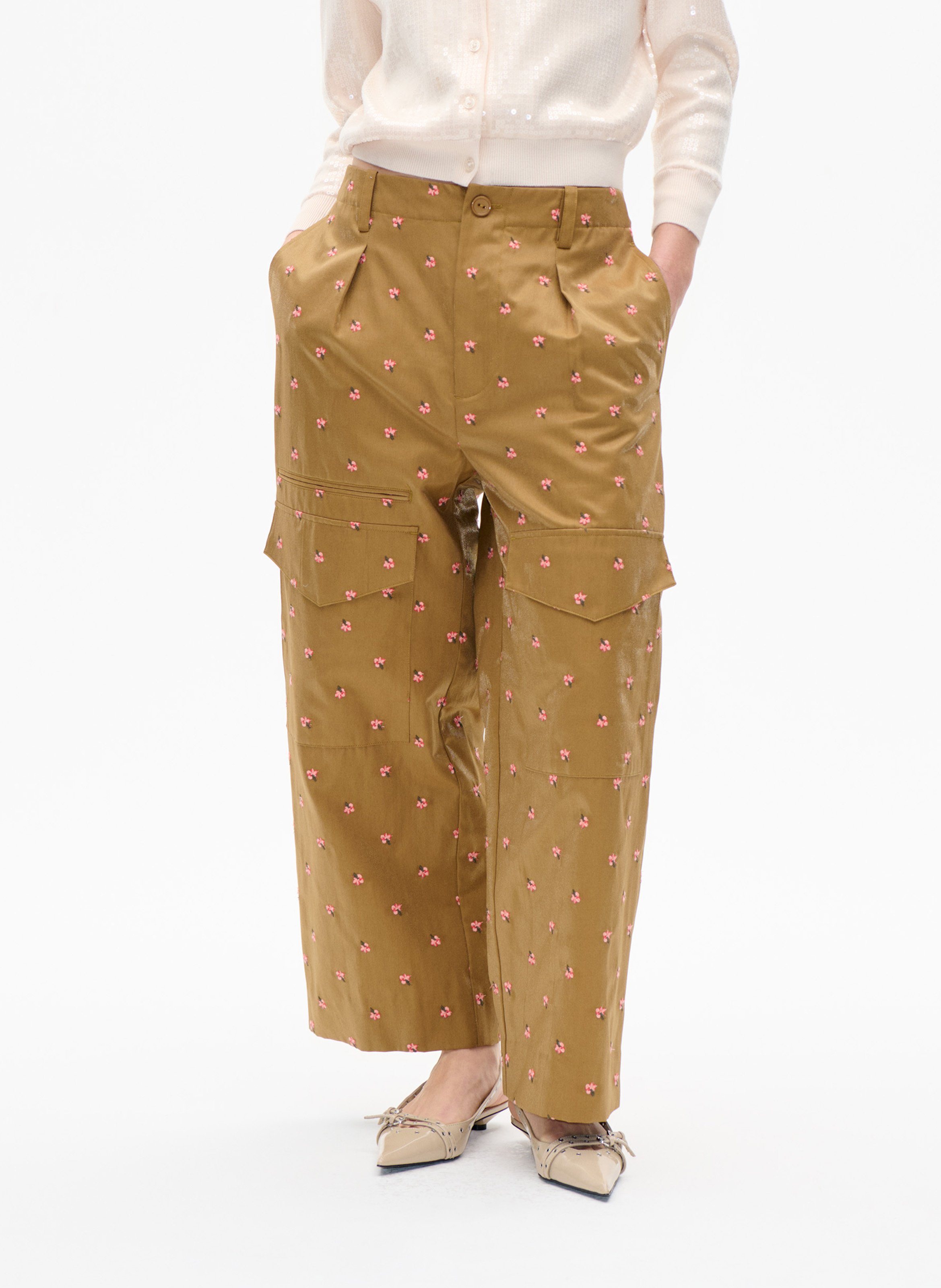 High-waisted printed trousers BAUM UND PFERDGARTEN Brown