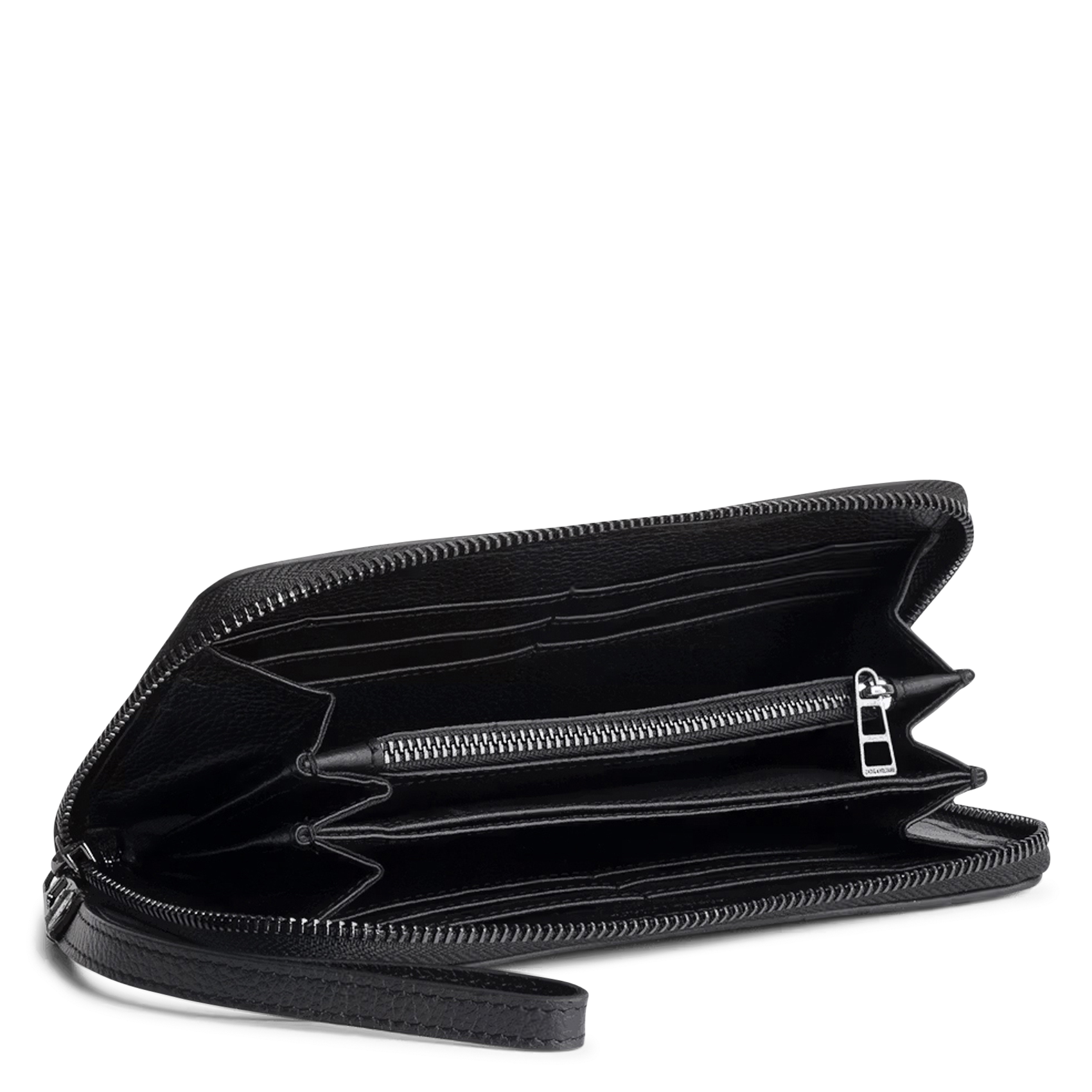 Portefeuille zippé jacquard en cuir ZADIG&VOLTAIRE Noir