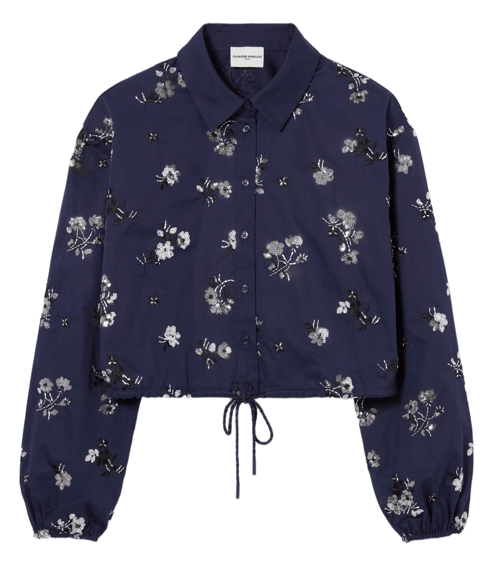 Chemise courte à motifs en coton CLAUDIE PIERLOT Bleu
