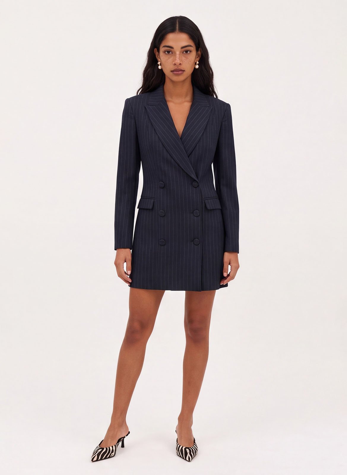 Tailliertes gestreiftes Blazerkleid KOOKAI Blau
