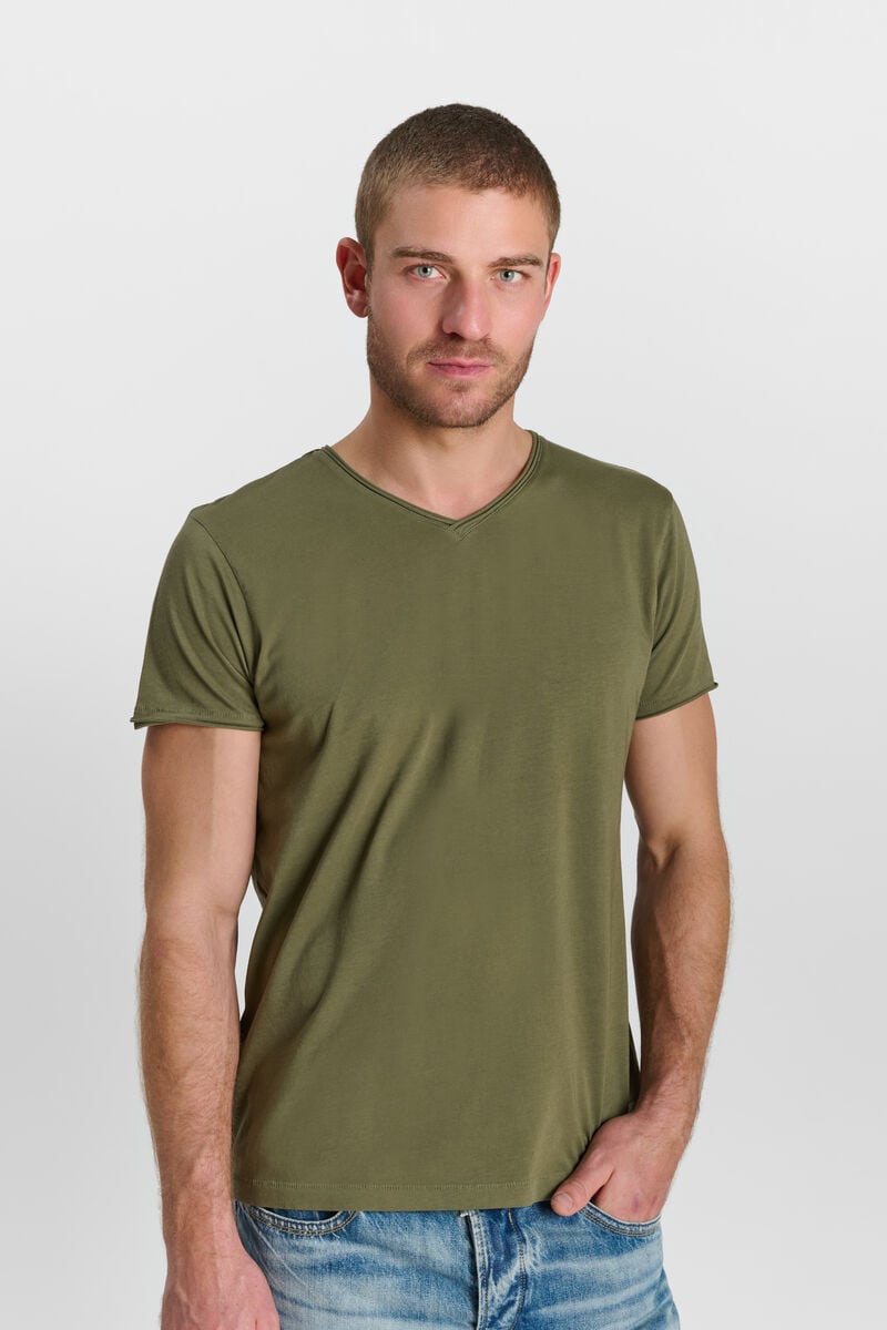 V-neck T-shirt LE TEMPS DES CERISES Khaki