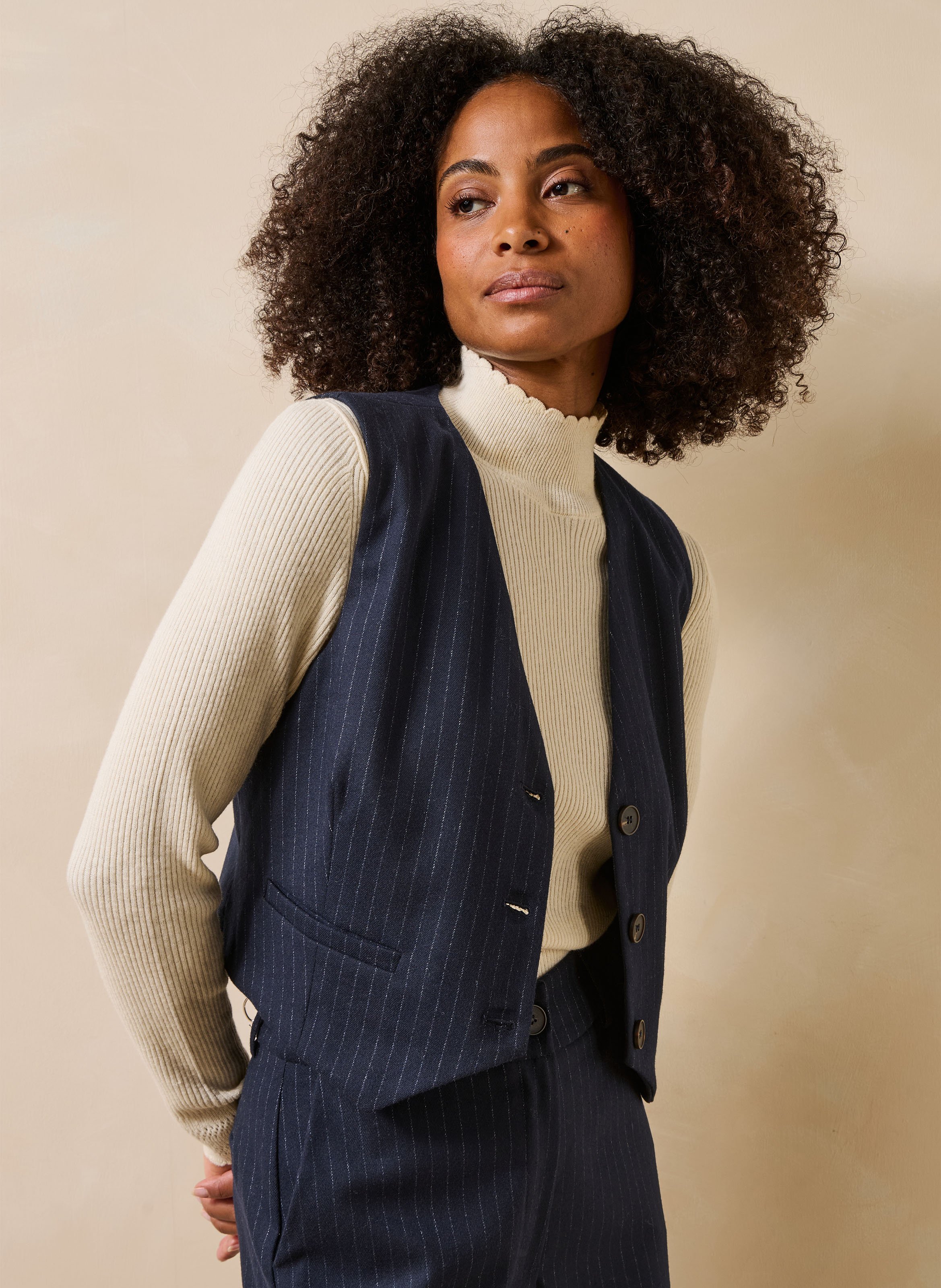 Gilet sans manches à rayures  LA FEE MARABOUTEE Bleu
