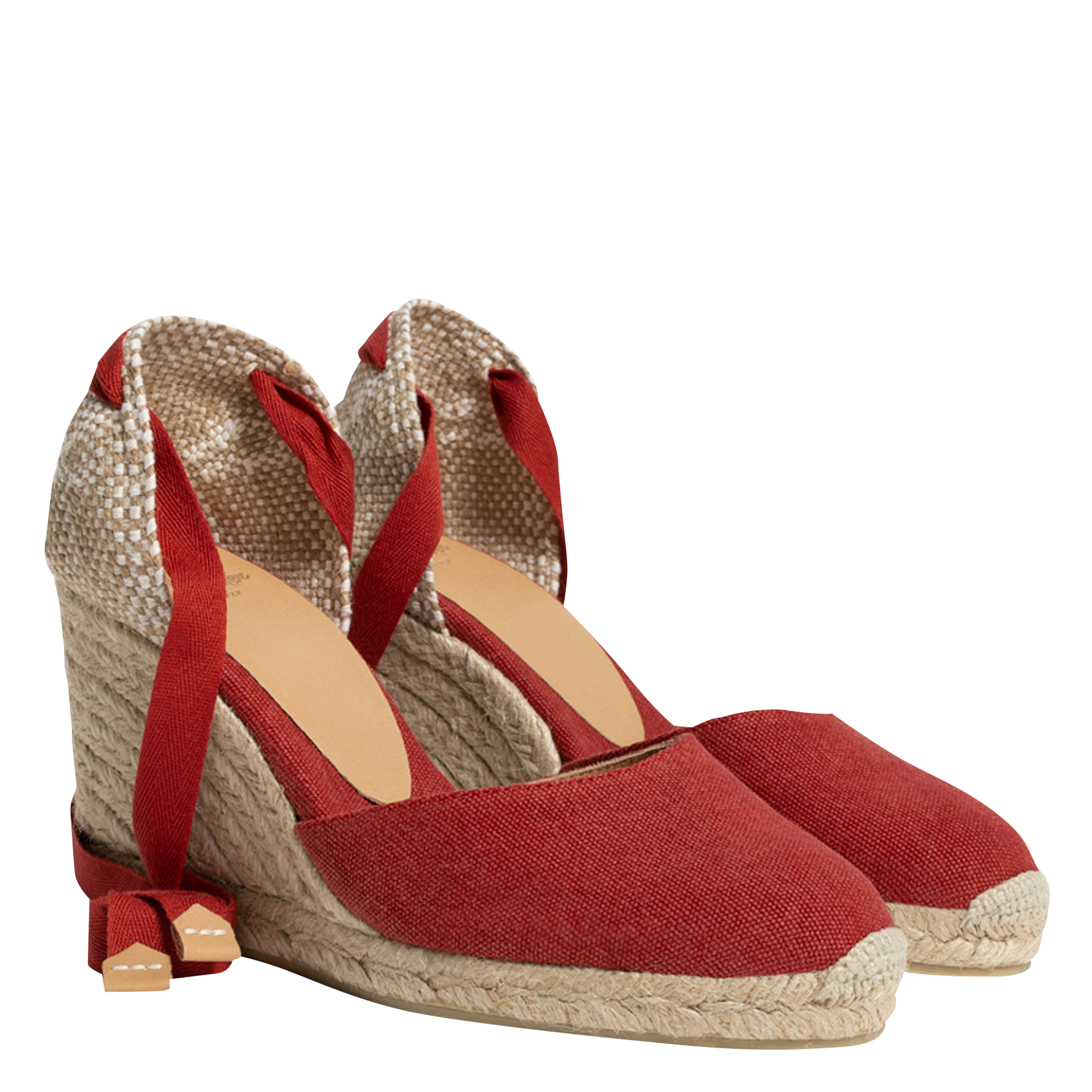 Alpargatas De Algodón Con Cuña Rojo CarmÍn Castaner - | Place Tendances