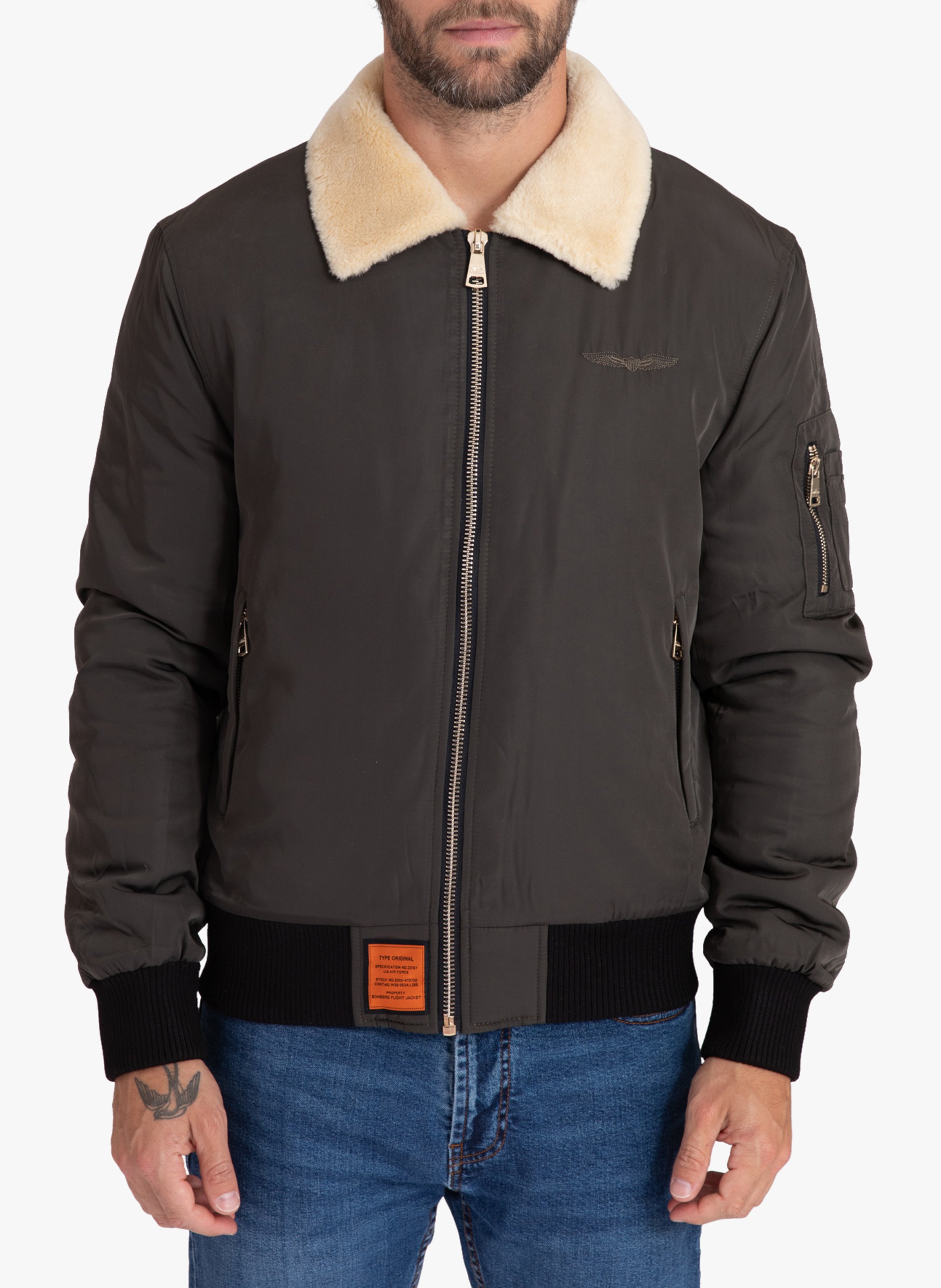 Blouson aviateur col classique BOMBERS ORIGINAL Kaki