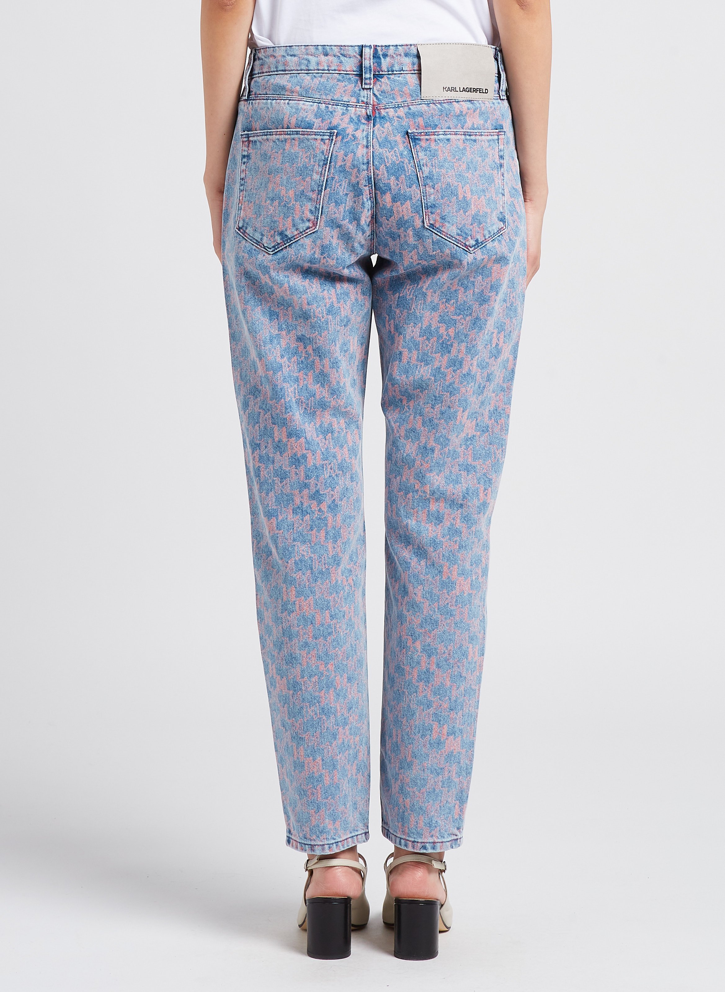 Cotton-blend straight-leg jeans KARL LAGERFELD Faded jeans