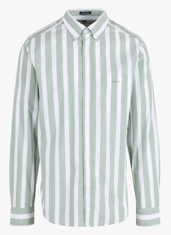 Dag hebben Vervolg Regular-fit, Gestreept Katoenen Overhemd Vert Printemps Gant - Heren |  Place des Tendances