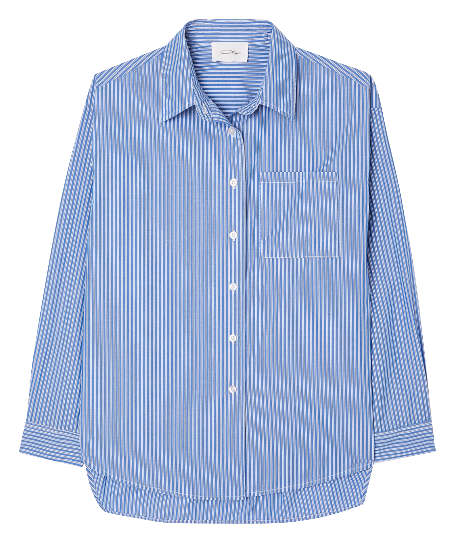 Rechte, gestreepte, katoenen blouse AMERICAN VINTAGE Blauw