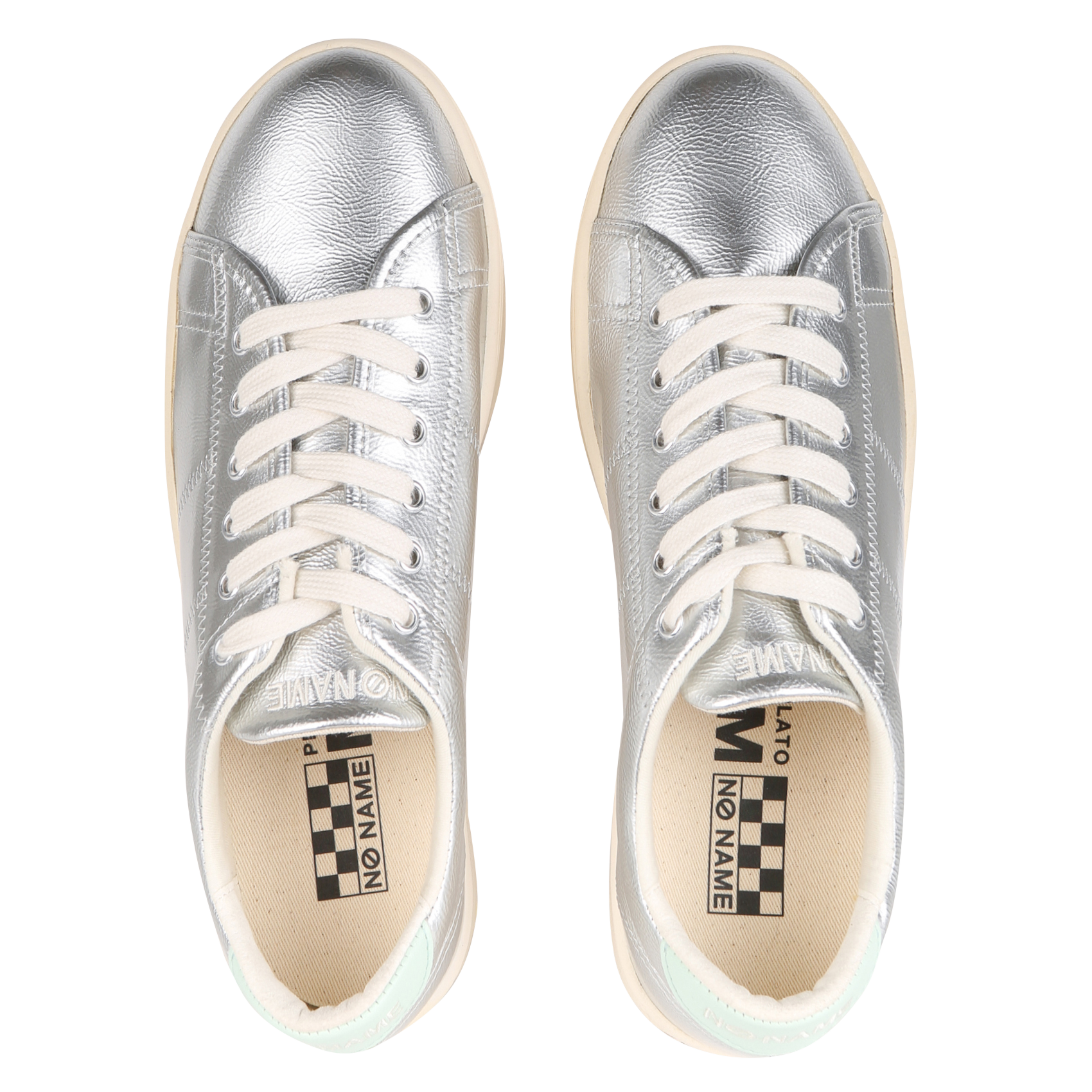 Baskets basses compensées à lacets NO NAME Argent
