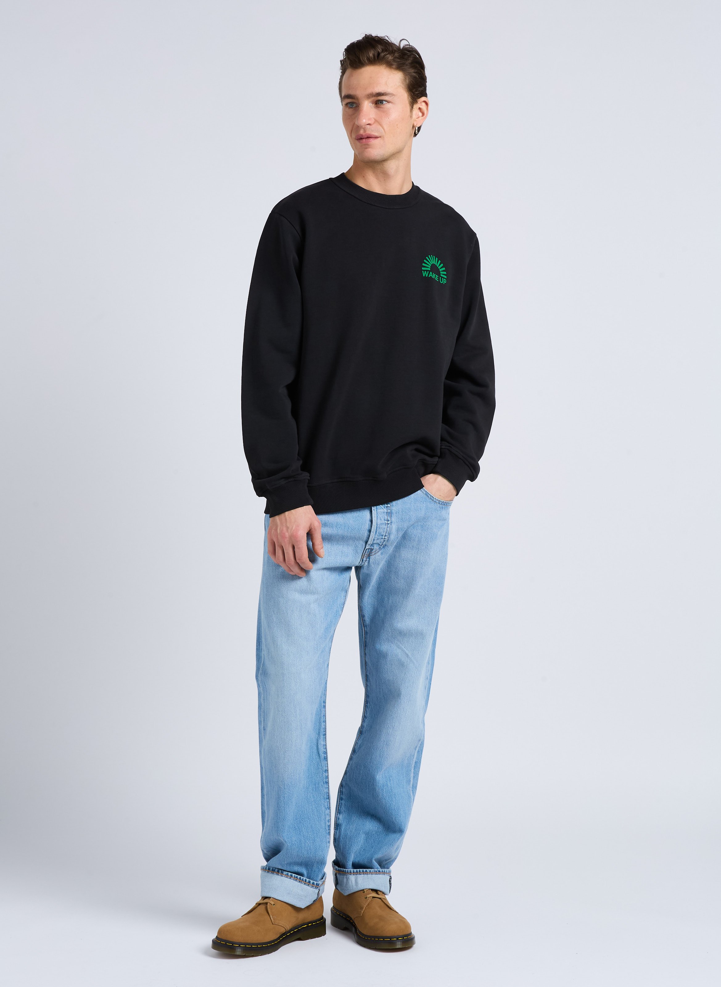 Regular-fit organic cotton sweater THINKING MU Black