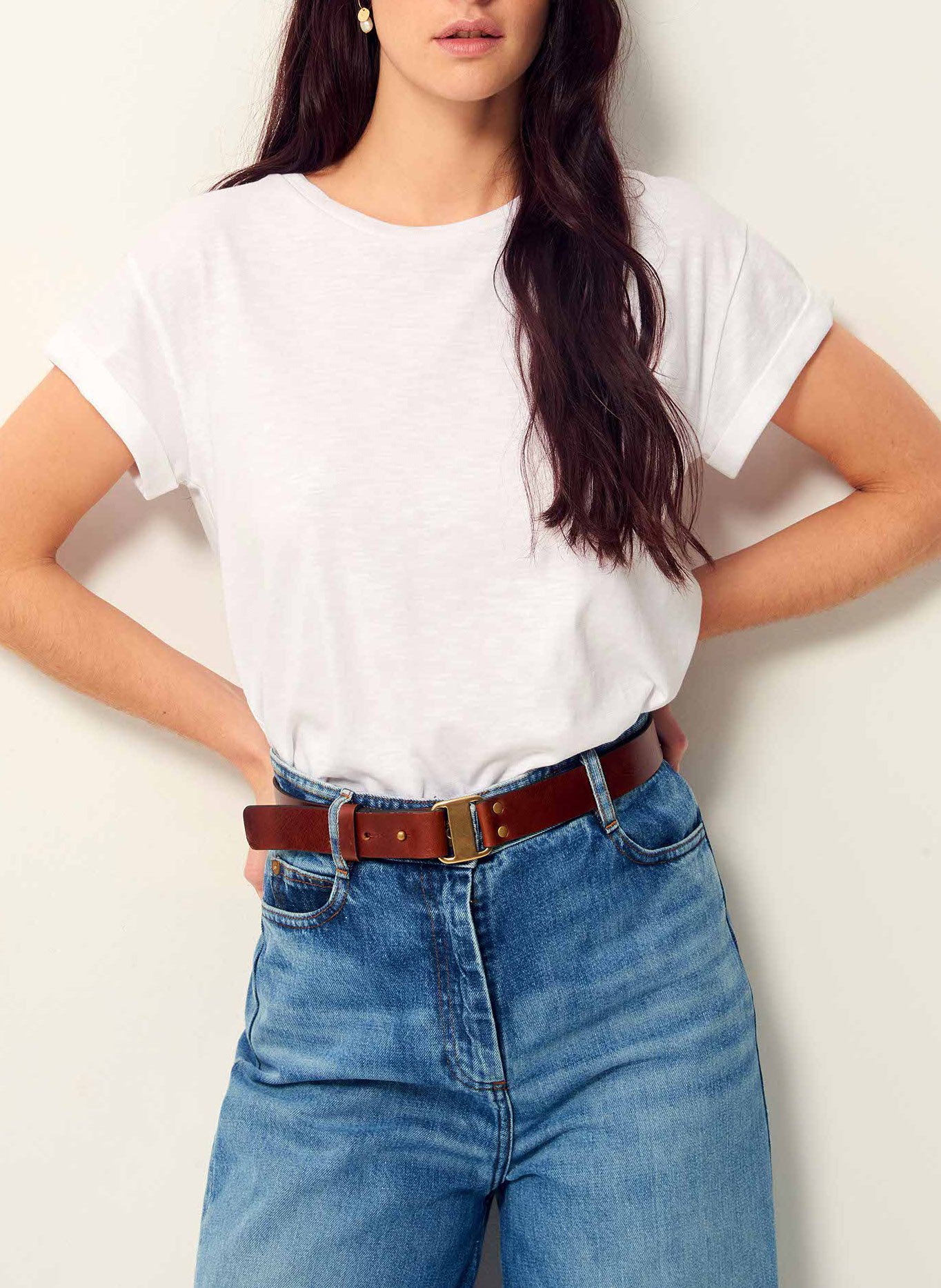 Round-neck cotton-blend T-shirt SESSUN White