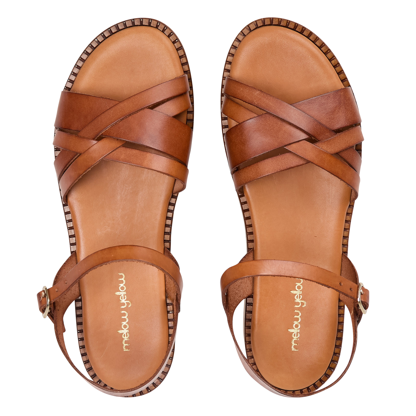 Leather open-toe sandals MELLOW YELLOW Brown