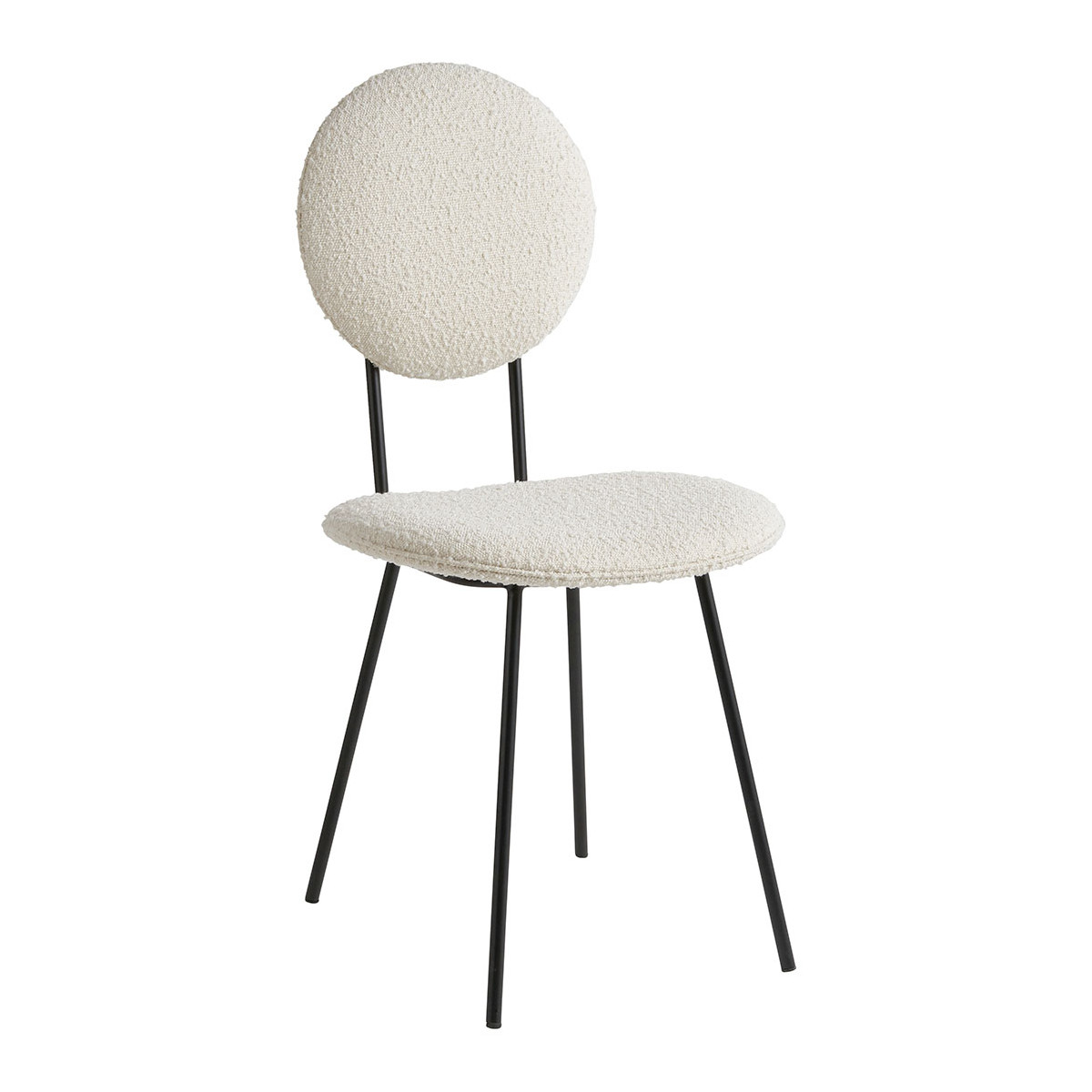 Chaise colette en bouclette et métal BLANC D'IVOIRE Beige