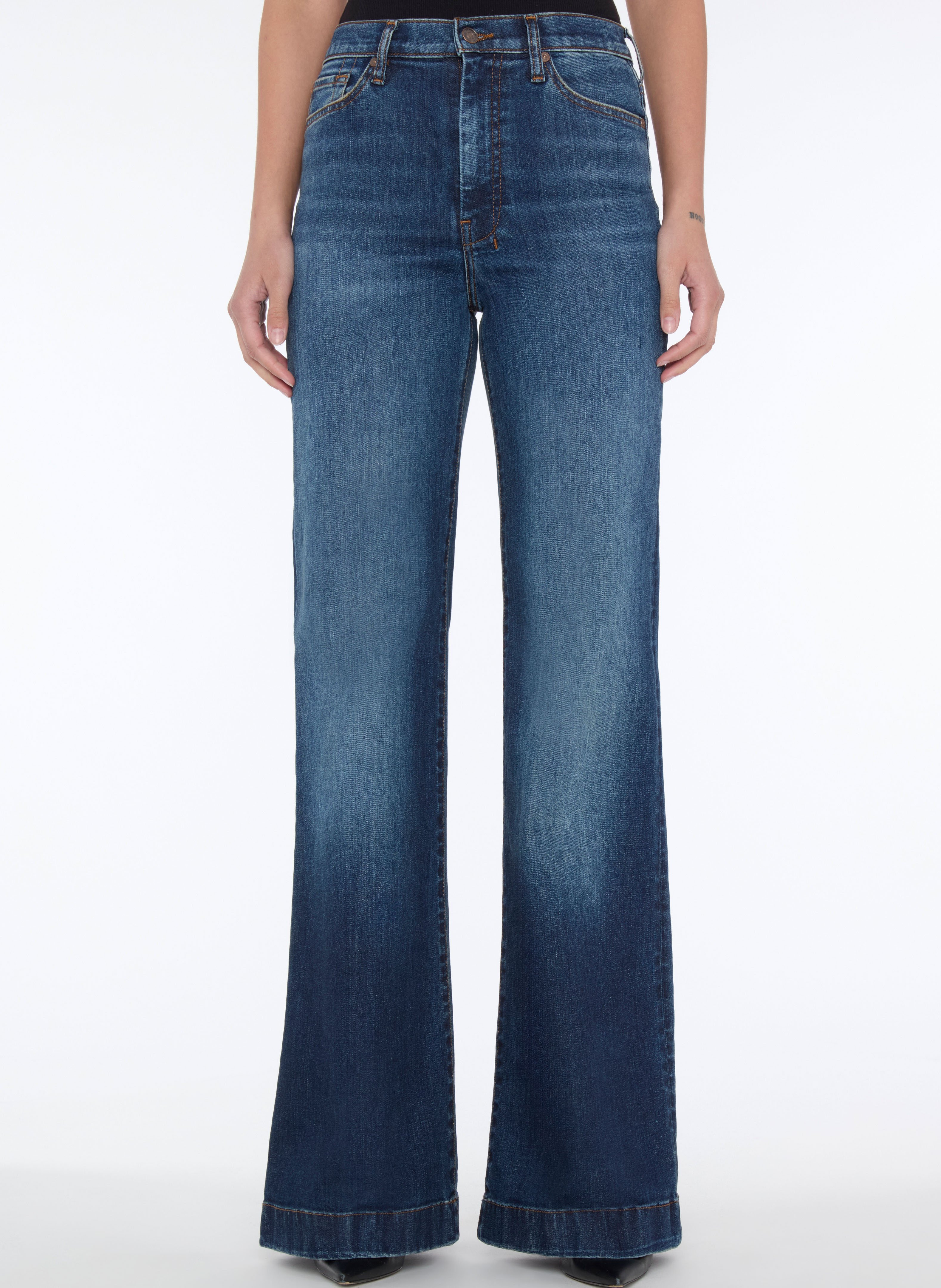 Cotton-blend bell bottom jeans 7 FOR ALL MANKIND Blue