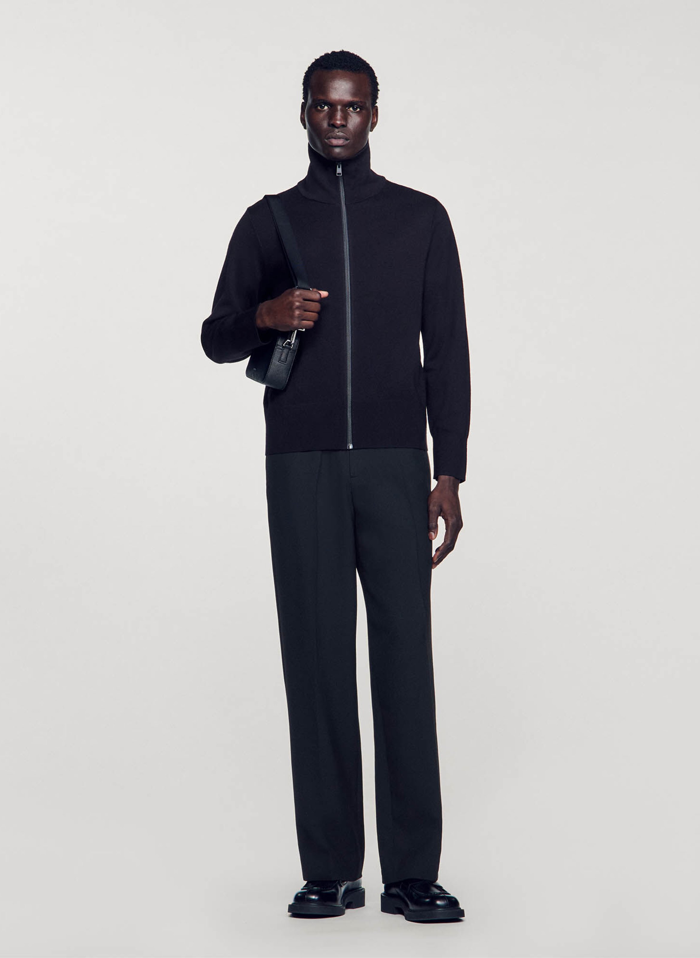 Gilet zippé en laine SANDRO Bleu