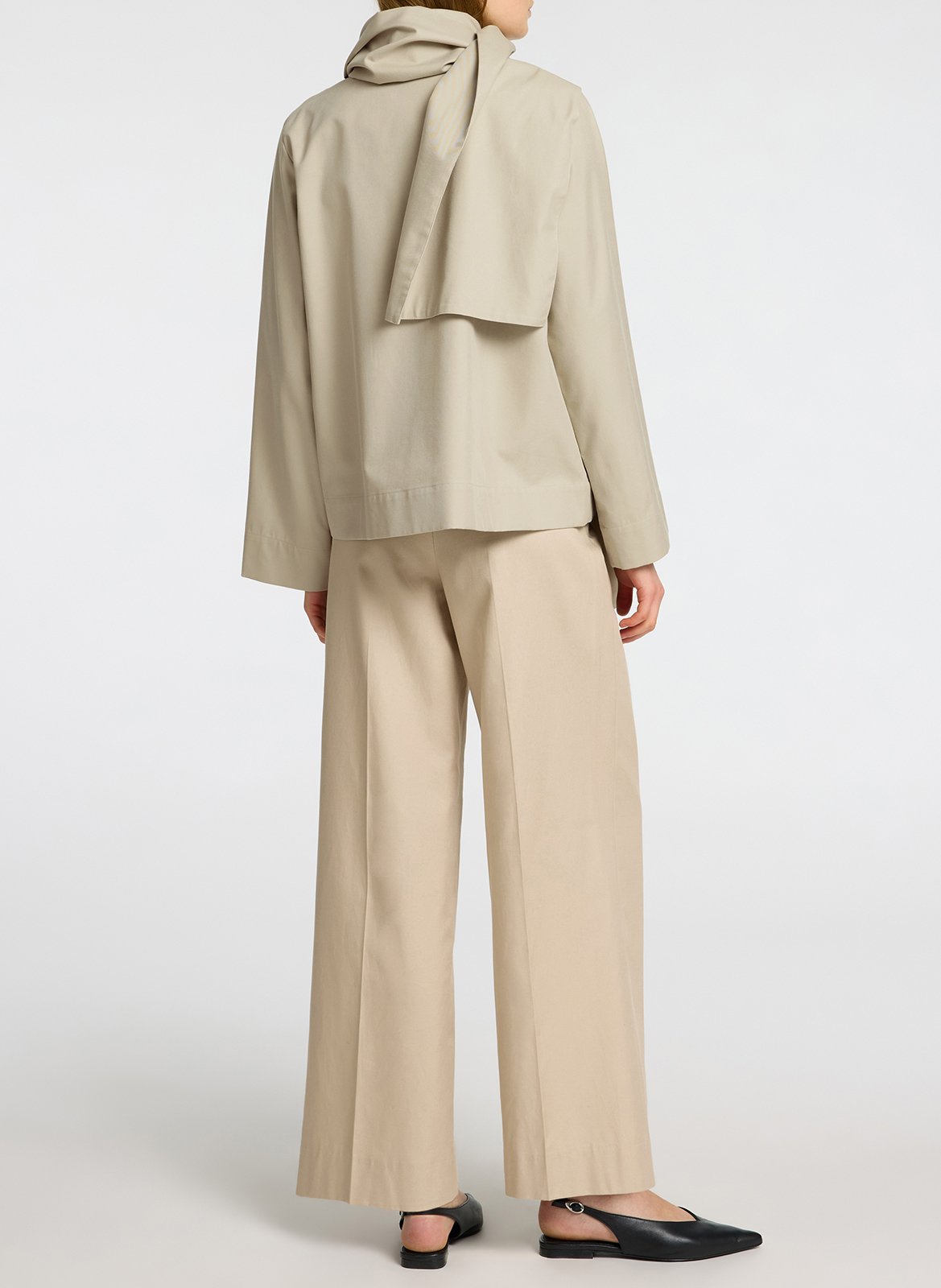 Straight buttoned jacket with scarf SELECTED Beige