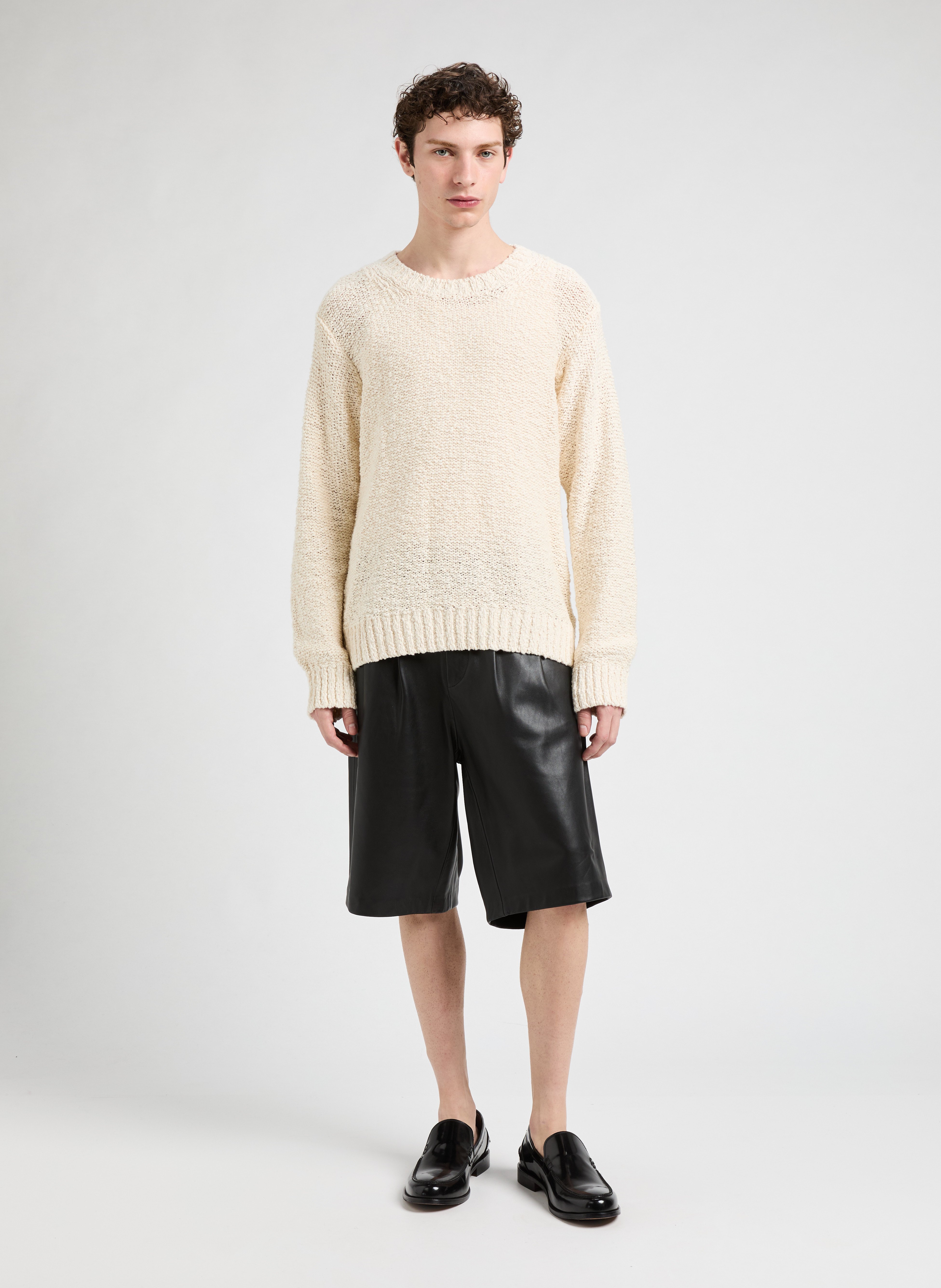 Round neck cotton sweater SAISON 1865 Beige