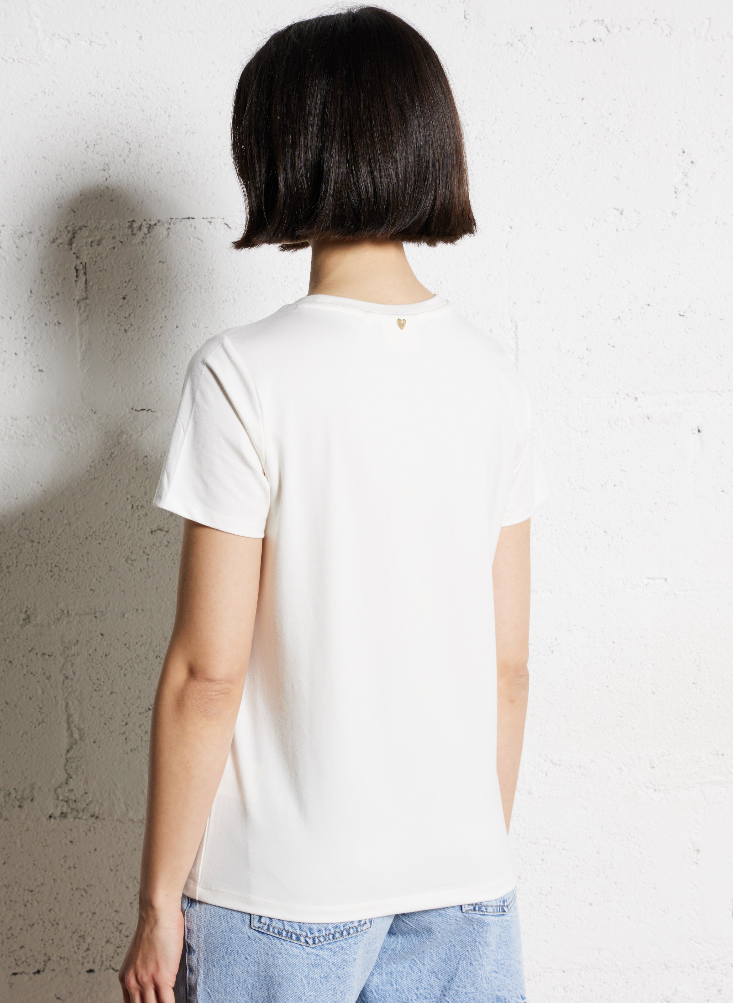 Embroidered straight t-shirt White