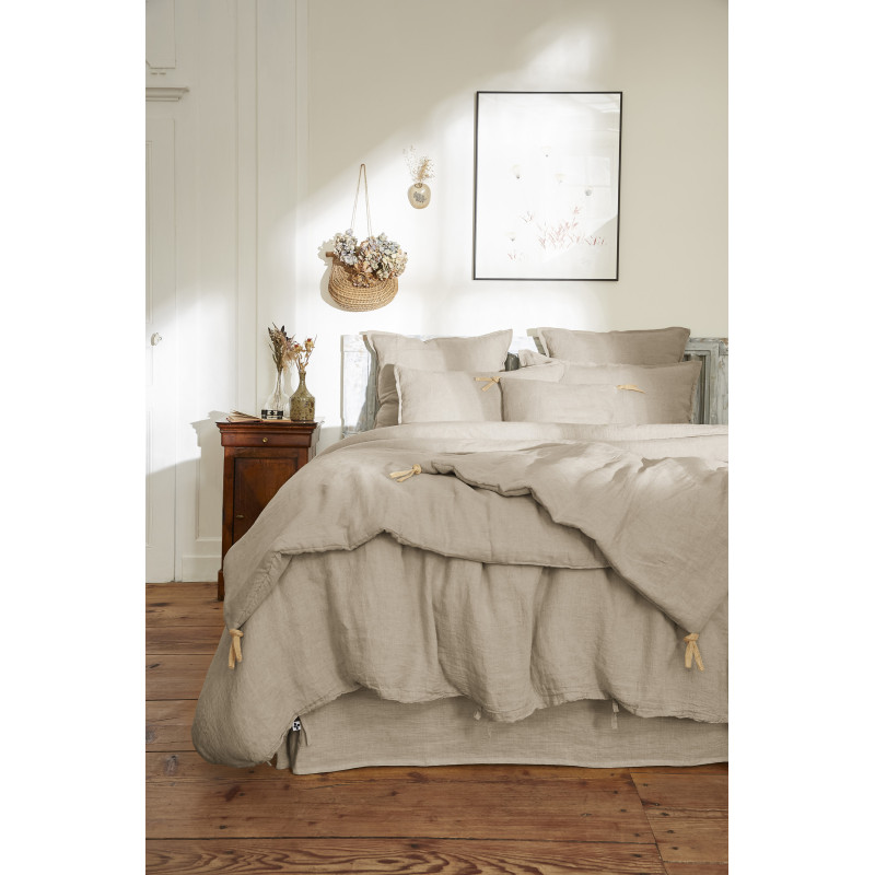 Cotton gauze bedspread or end-of-bed throw L'EFFET PAPILLON Beige