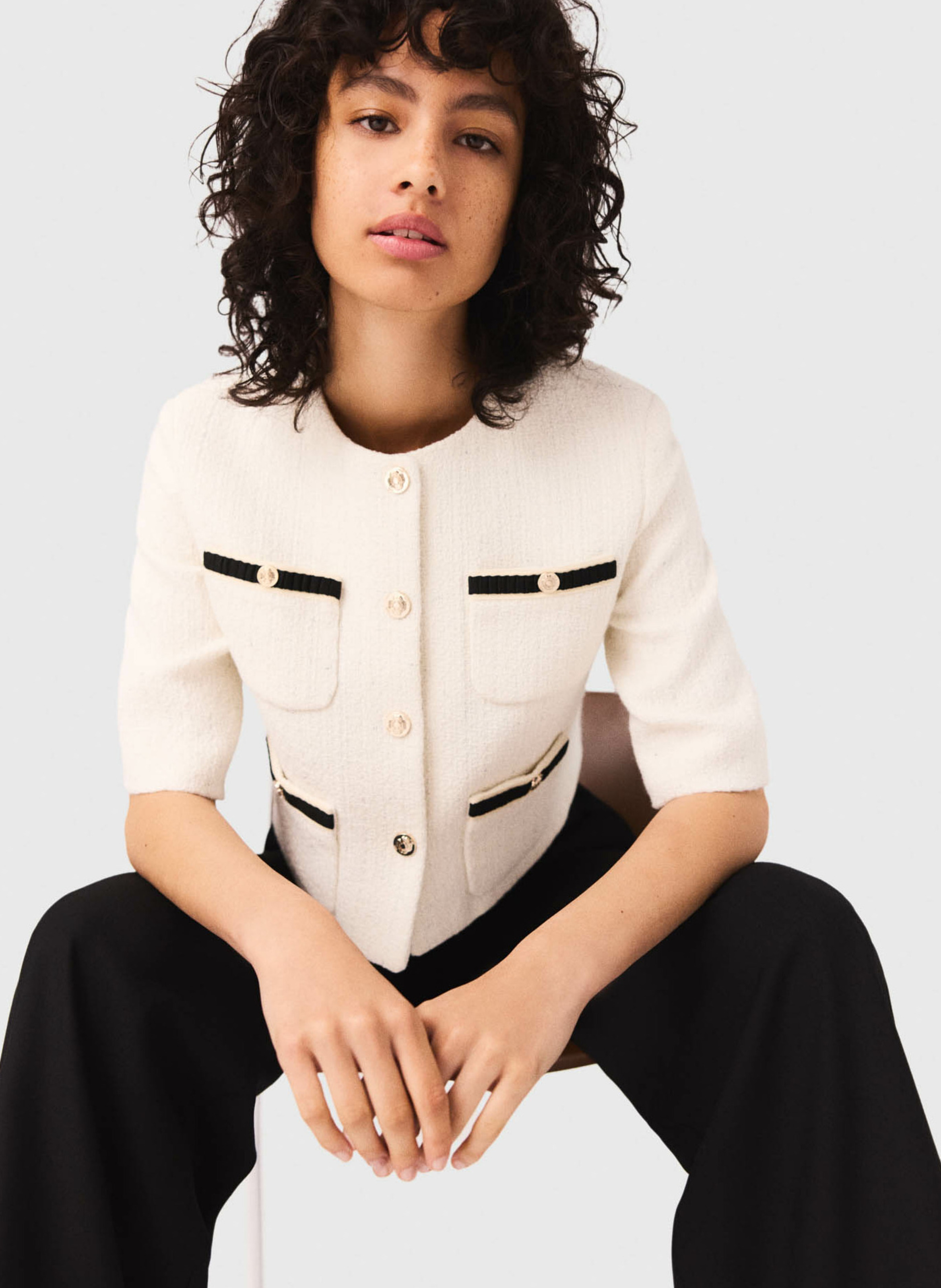 Straight cotton-blend jacket MAJE Beige