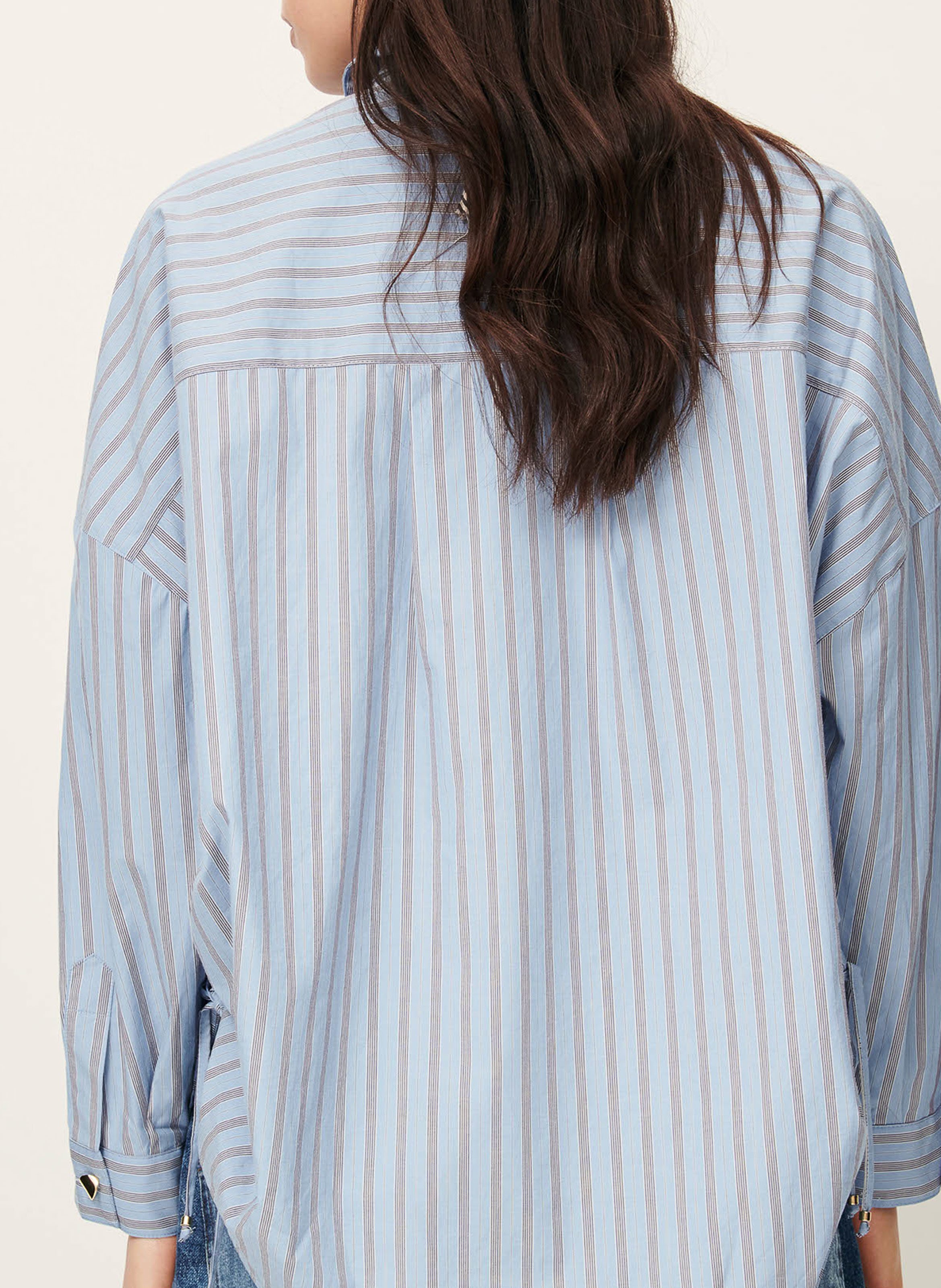 Chemise col classique rayée en coton SESSUN Bleu