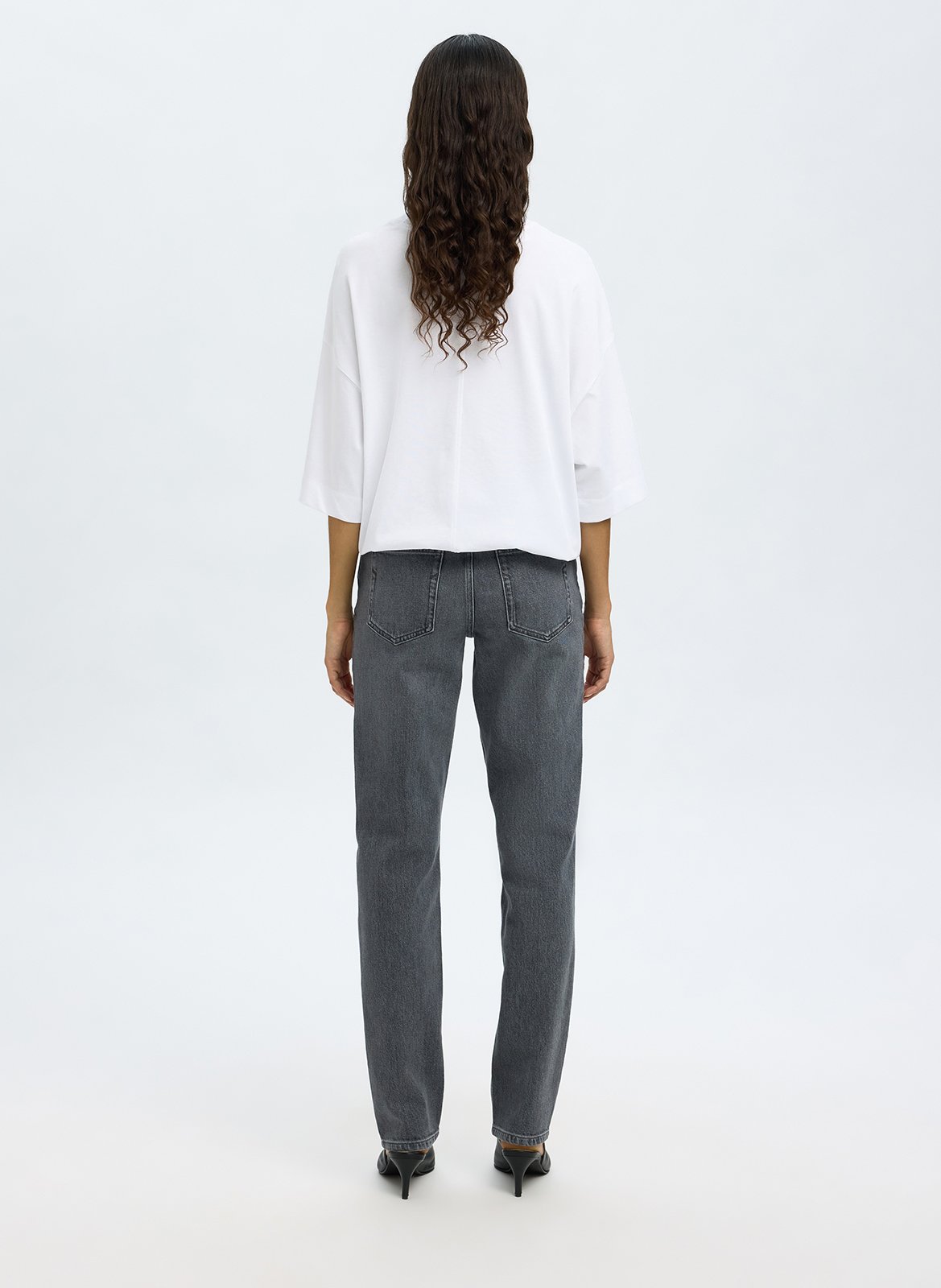 Jean flare délavé  SELECTED Gris