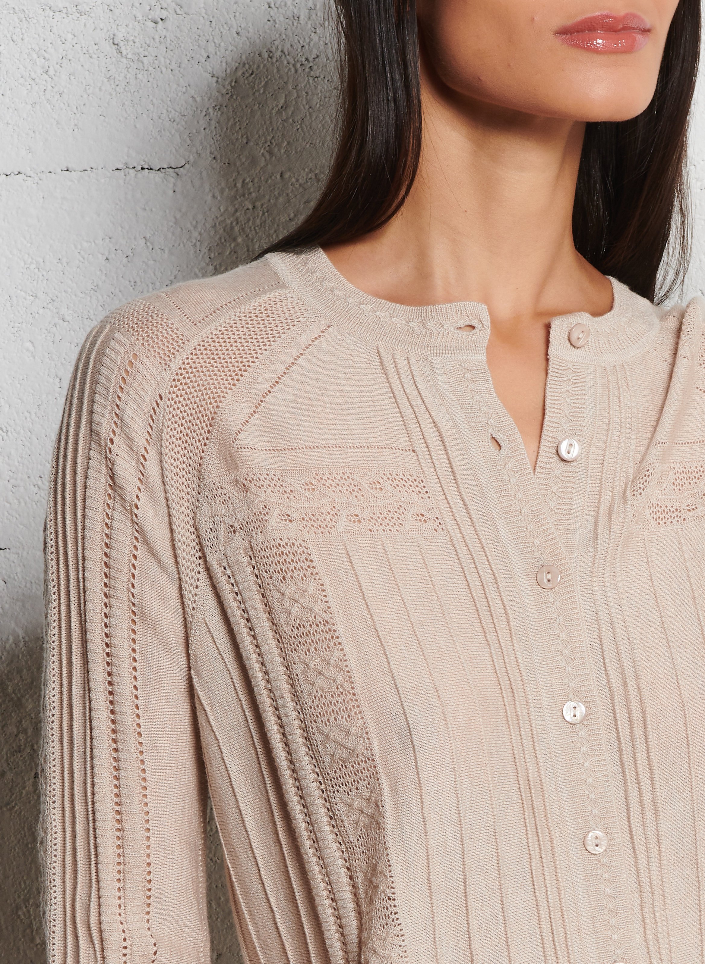 Vest met ronde hals - wolblend BA&SH Beige