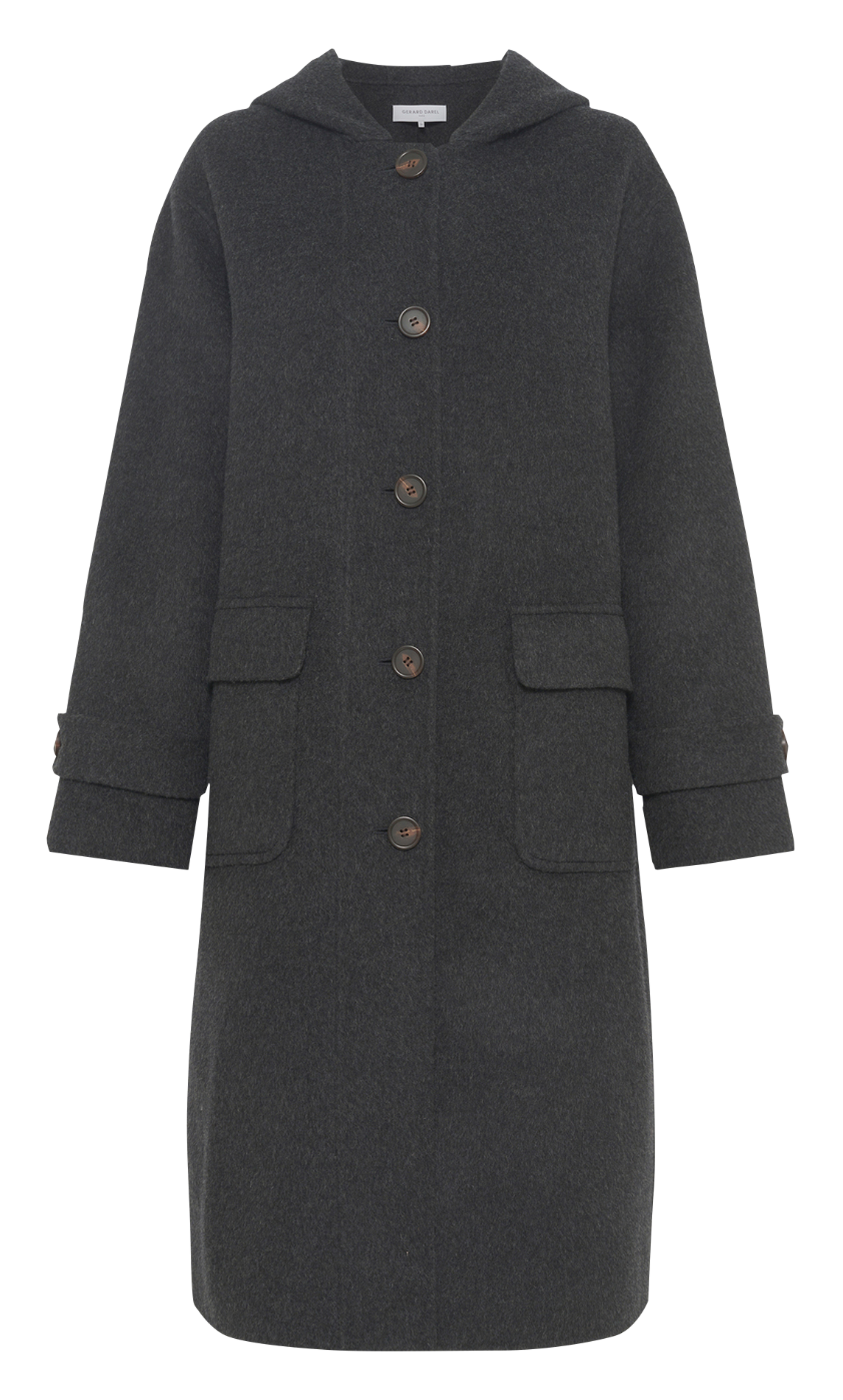 Long manteau à capuche en laine GERARD DAREL Gris
