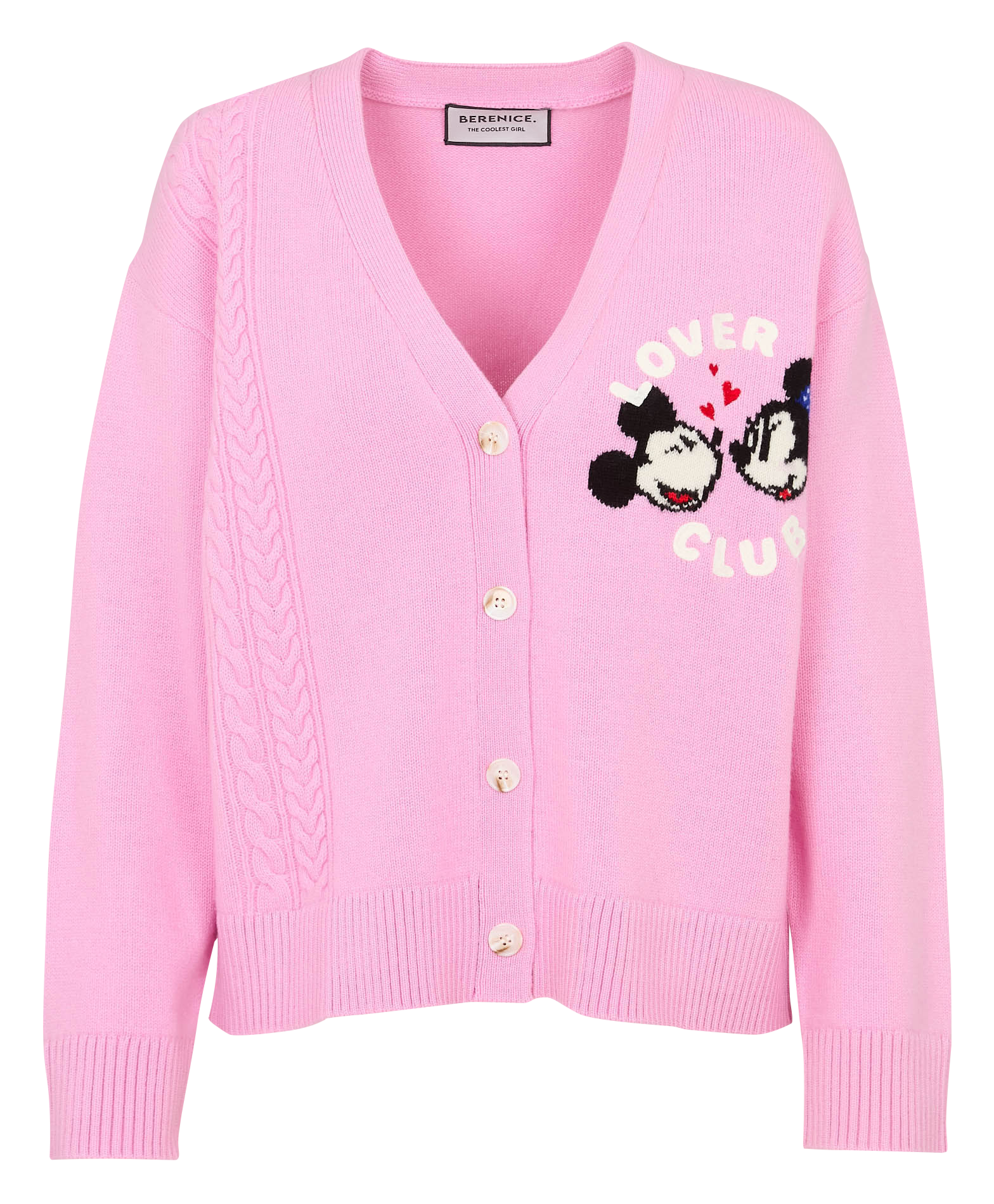 Gilet col V en laine BERENICE Rose