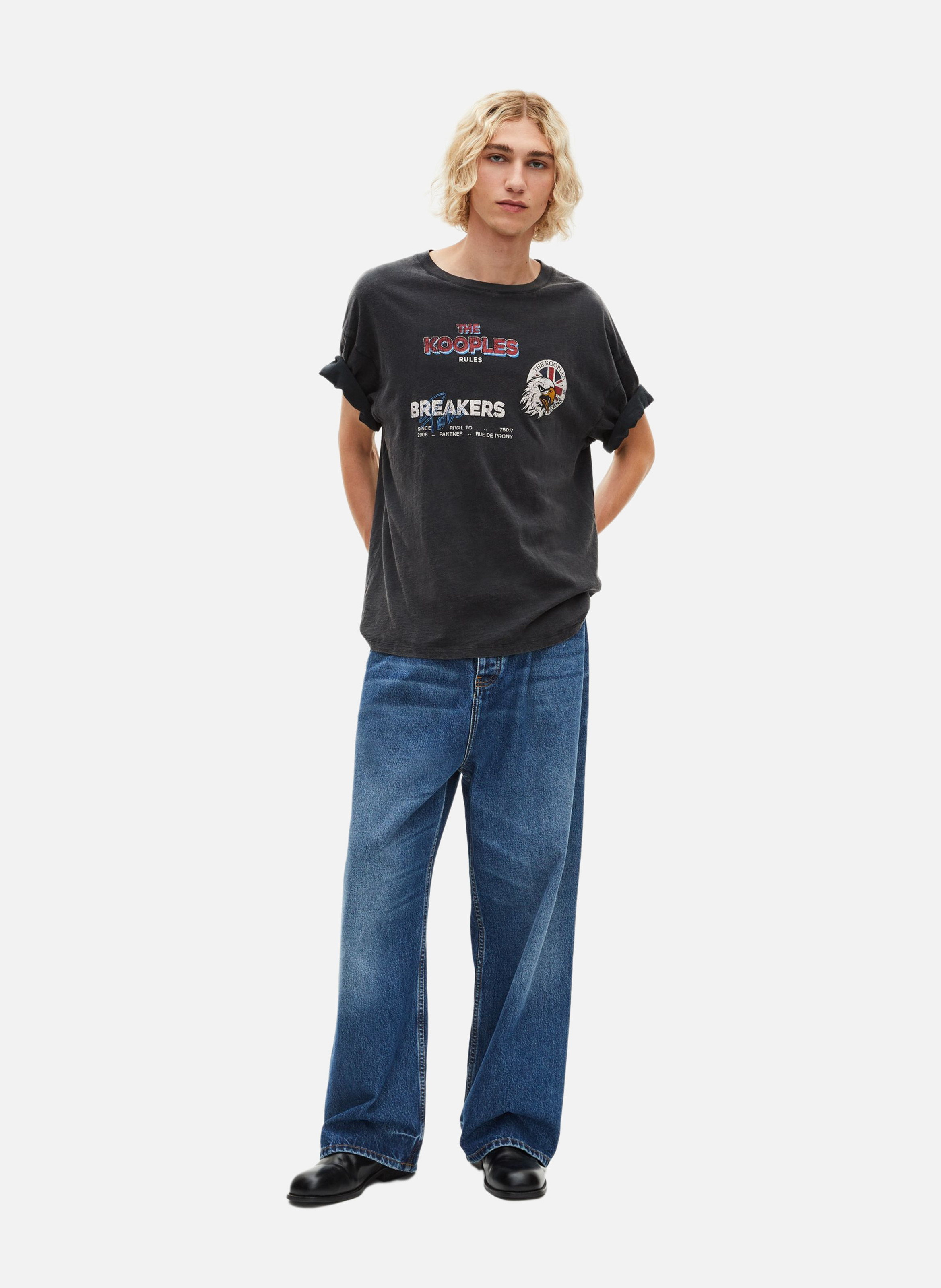 T-shirt with 'rules breakers' screen printing THE KOOPLES Black