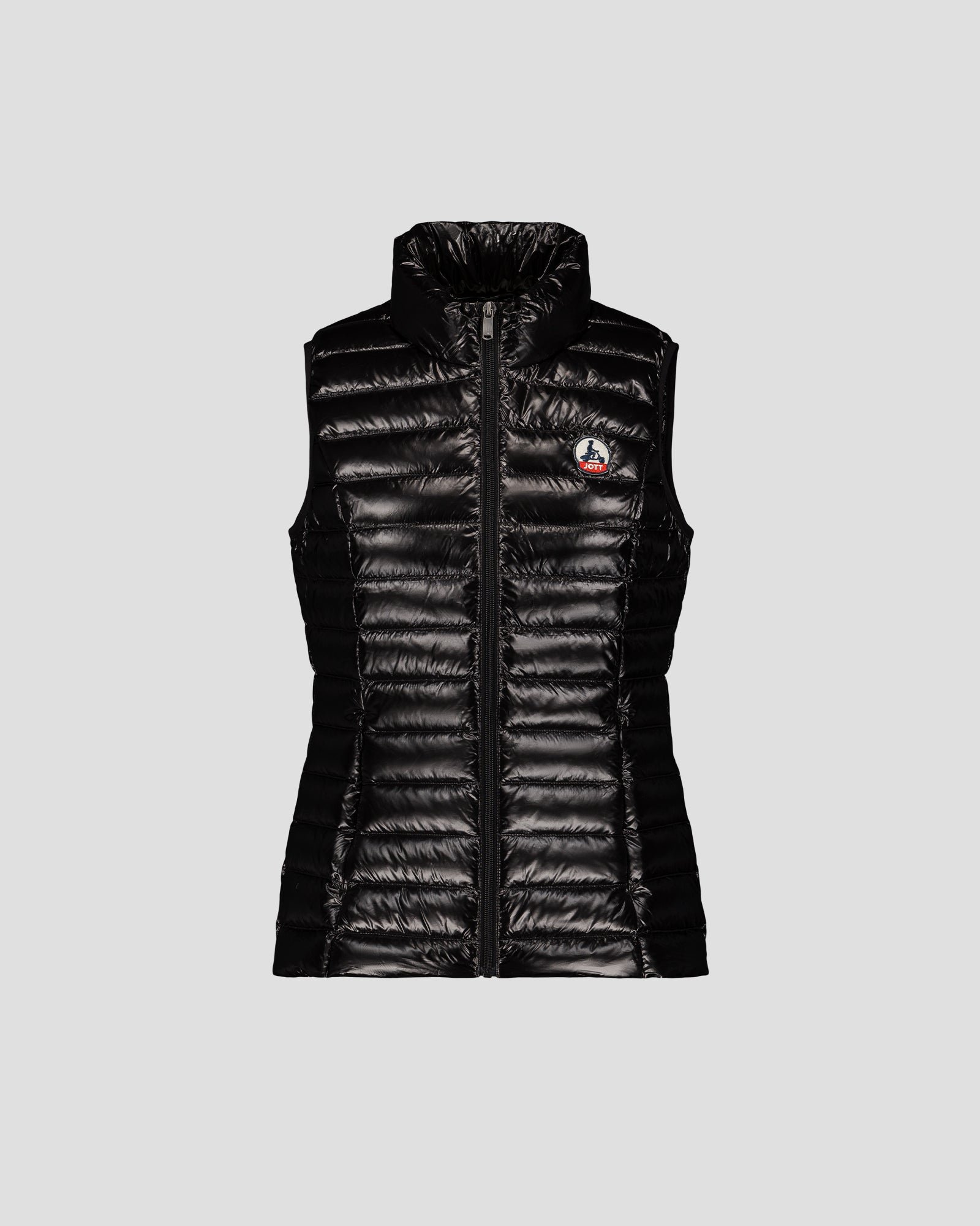 Seda Shiny Sleeveless Lightweight Puffer Coat Black