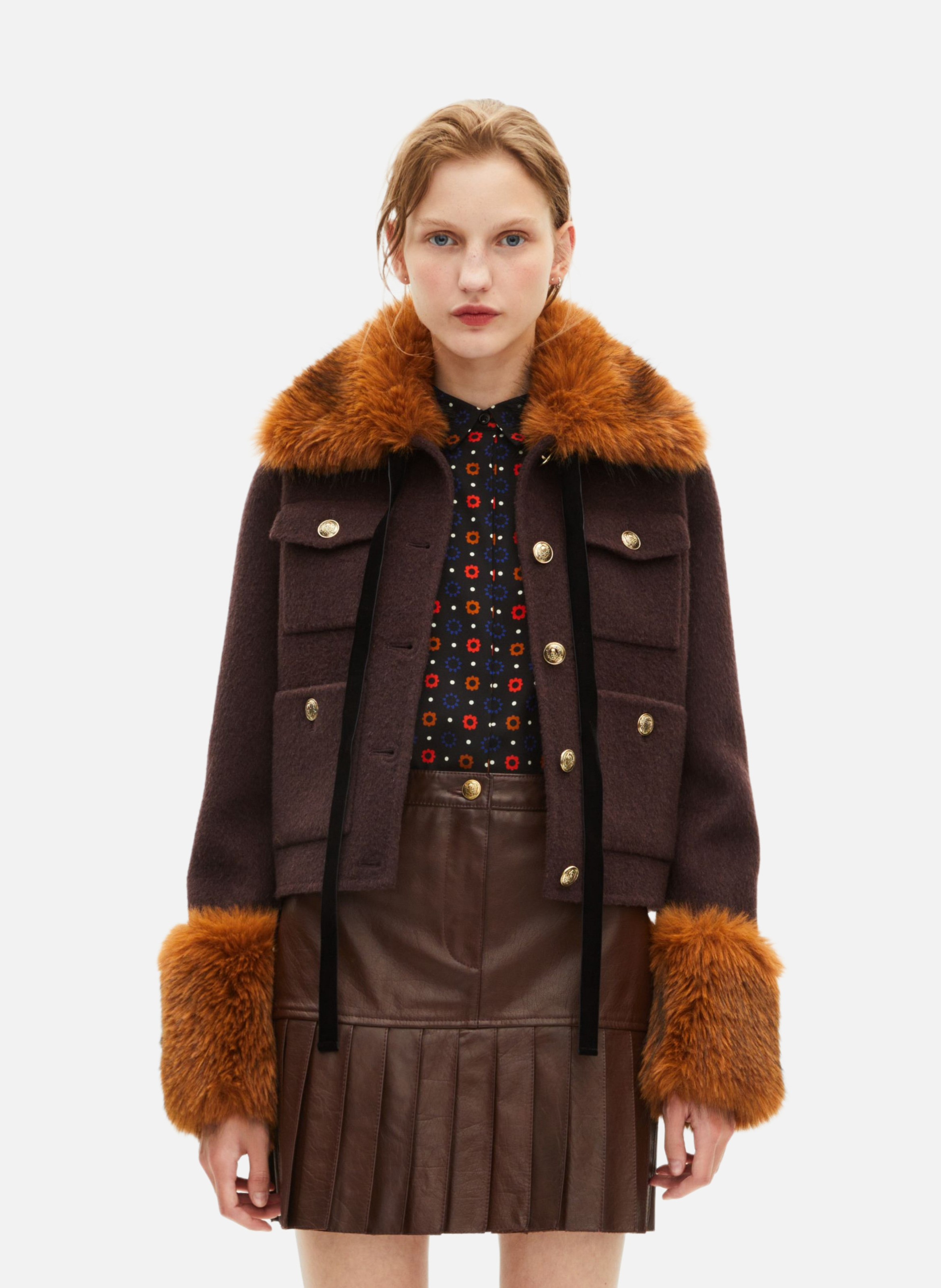 Blouson col sherpa THE KOOPLES Marron