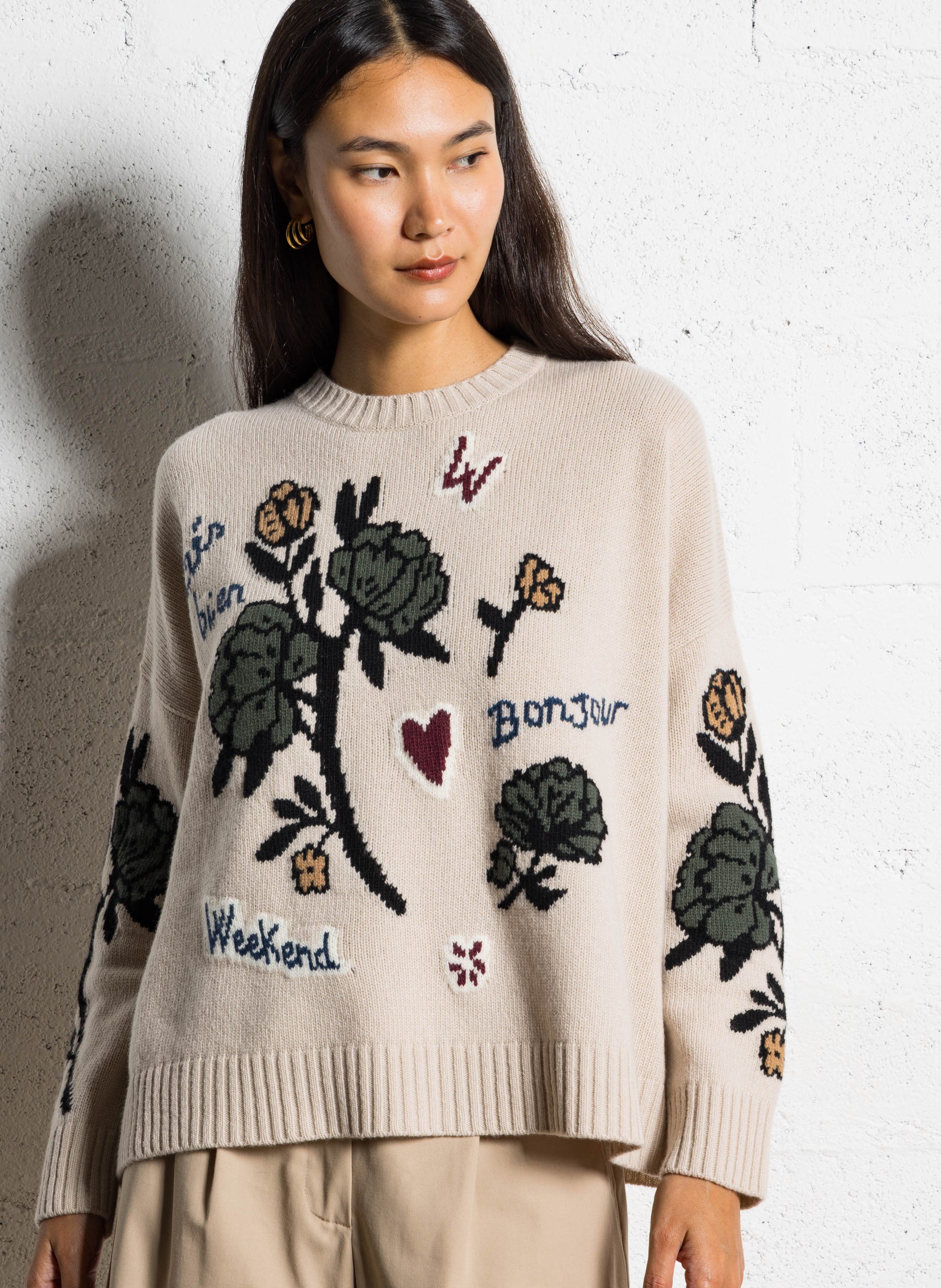 Pull col rond en laine MAX MARA WEEK END Beige