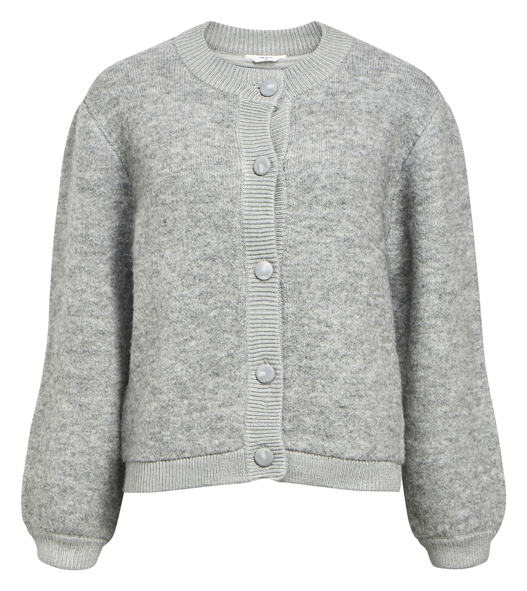 Round-neck cardigan OBJECT Grey