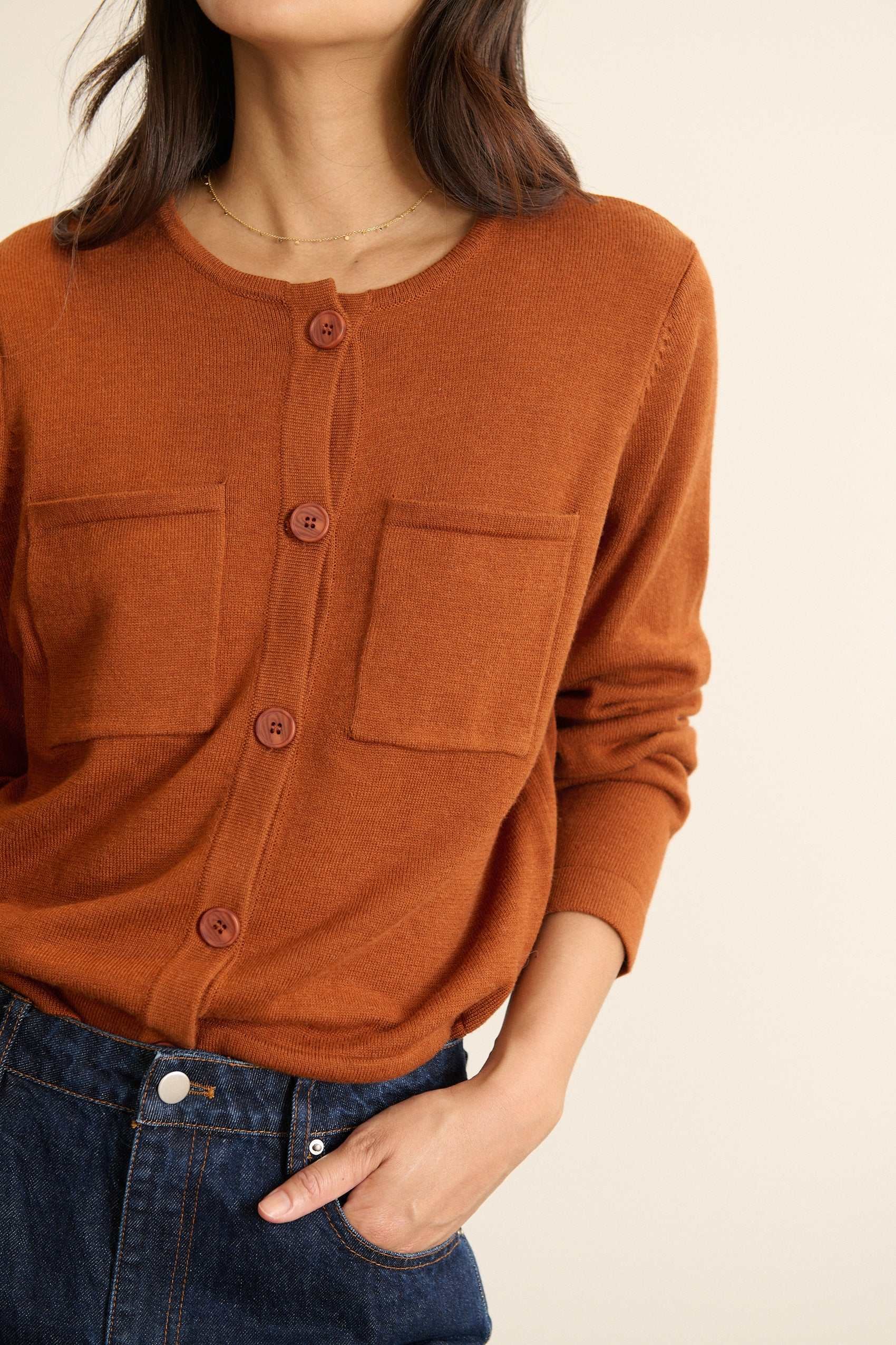 Long-sleeved button-up cardigan GARANCE PARIS Brown