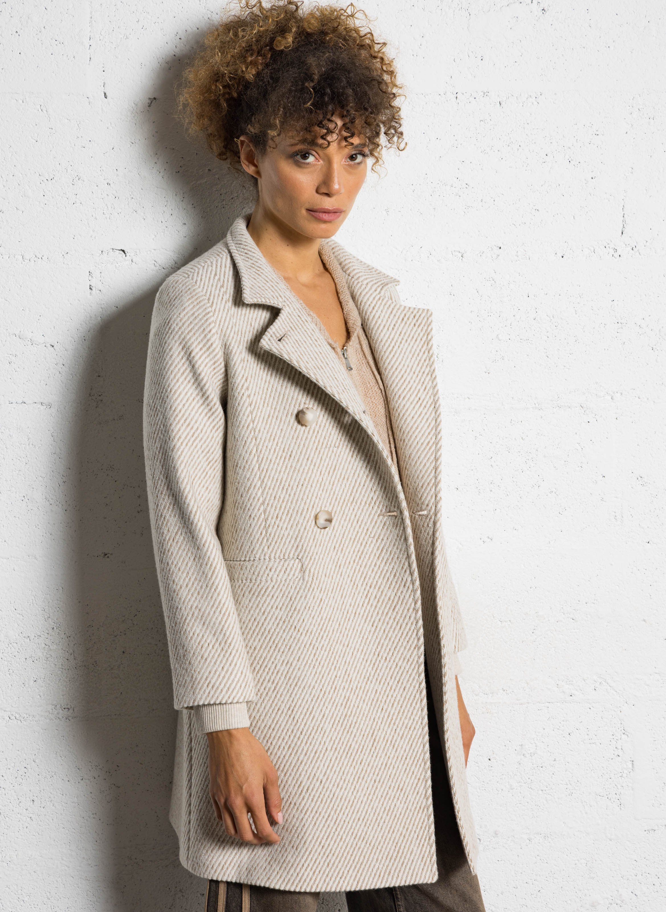 Alpaca wool coat  I CODE White