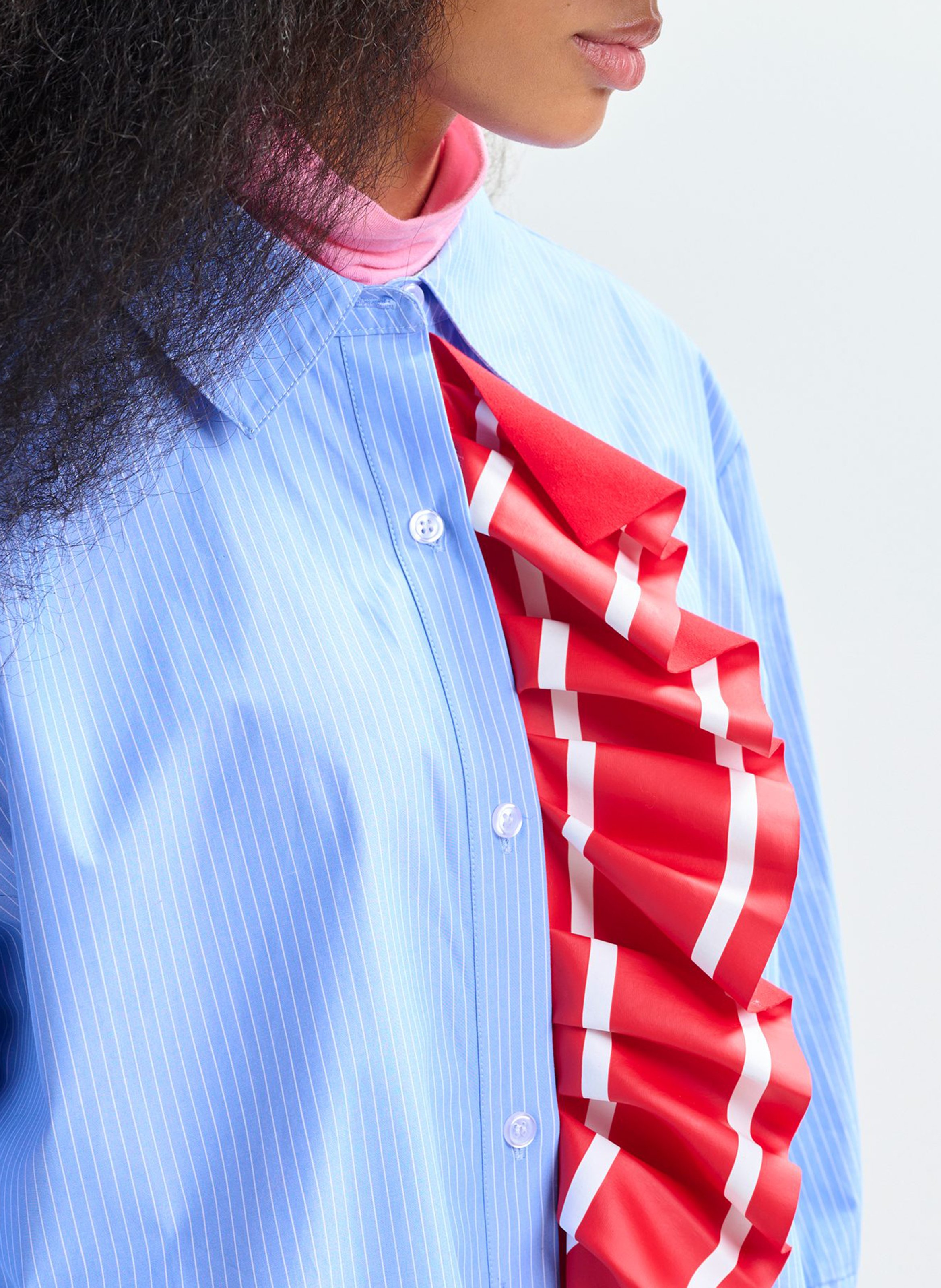 Oversize striped cotton shirt with classic collar ESSENTIEL ANTWERP Blue