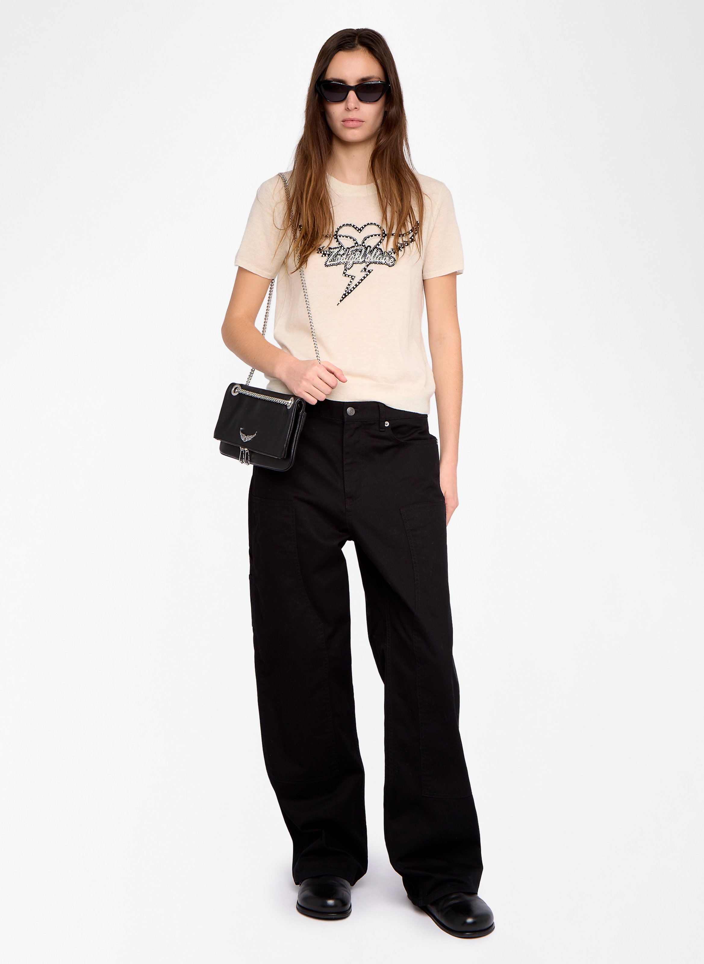 Straight round neck cashmere t-shirt ZADIG&VOLTAIRE White