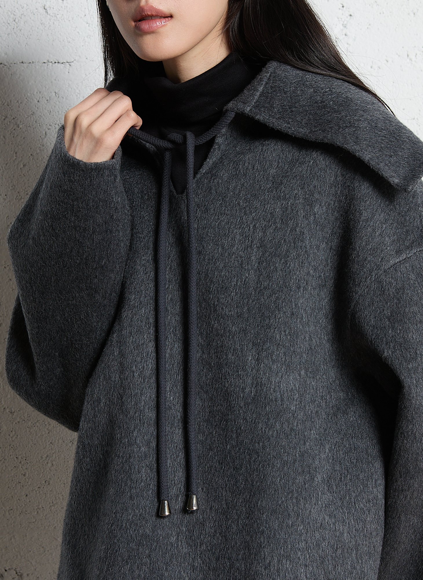 Pull ample col v en laine BERENICE Gris