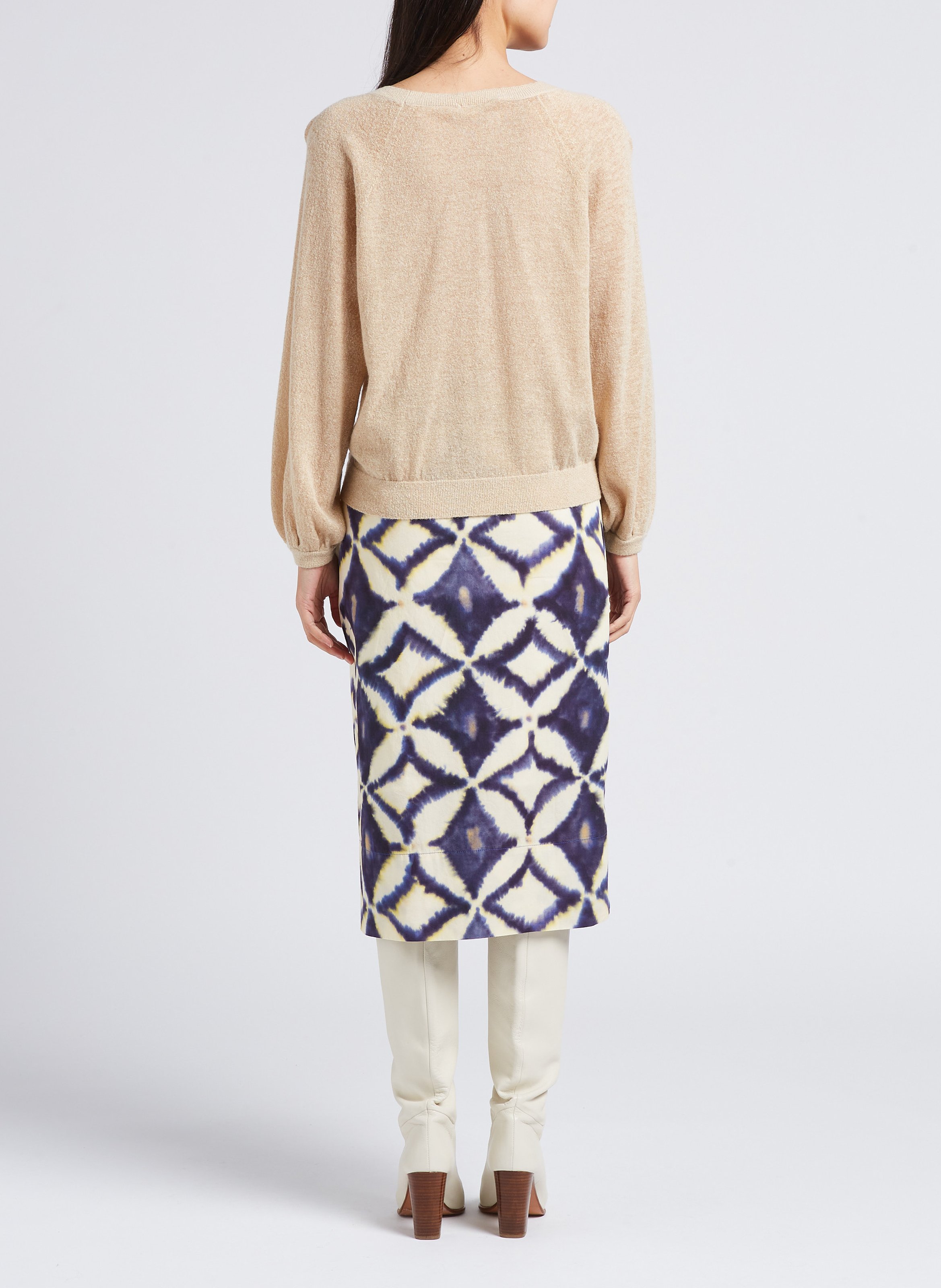 Midirock aus Baumwolle mit hohem Bund und Print BELLEROSE Grau