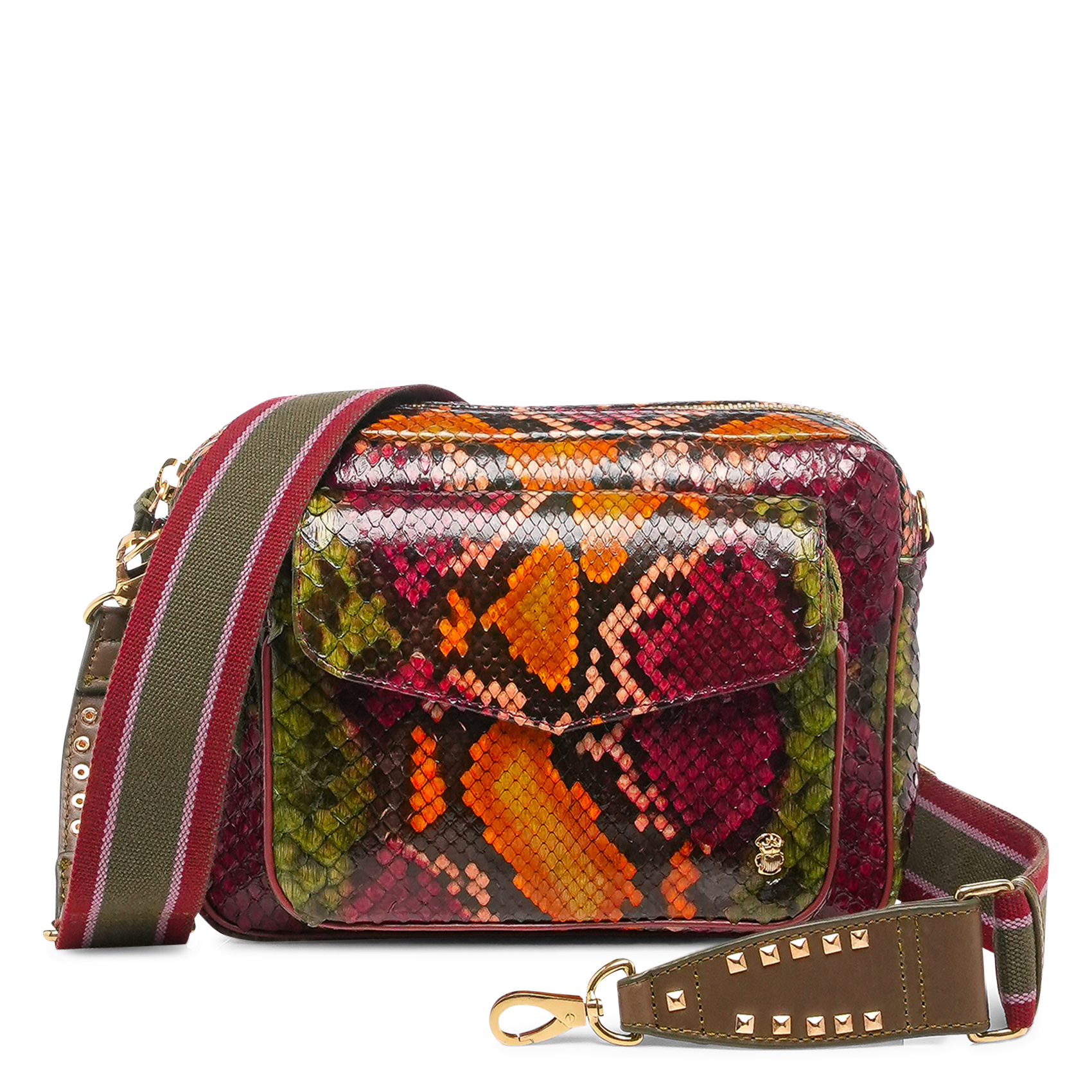 Schoudertas van pythonleer CLARIS VIROT Roze