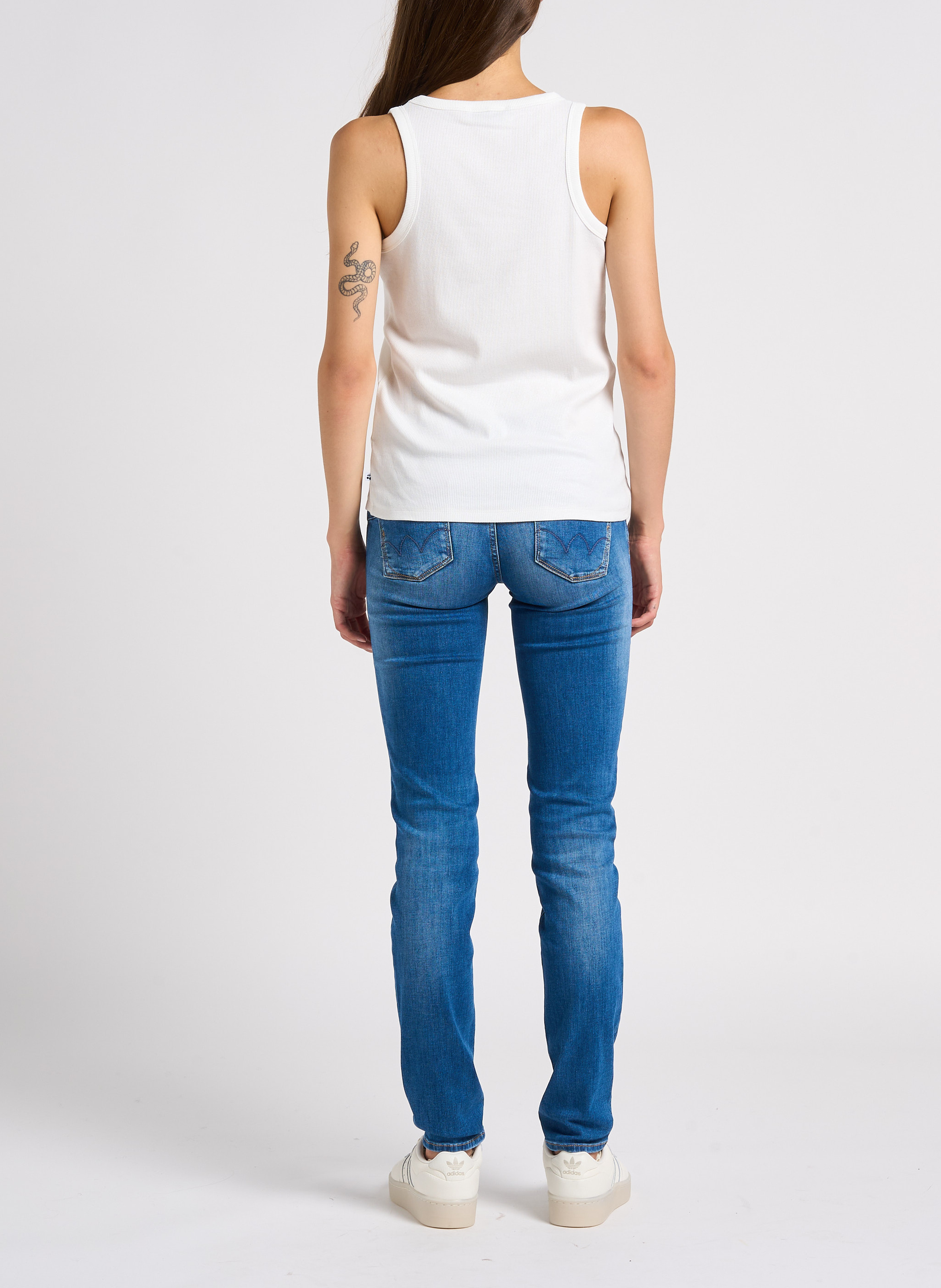 Geripptes Tanktop mit rundem Ausschnitt LE TEMPS DES CERISES Blau