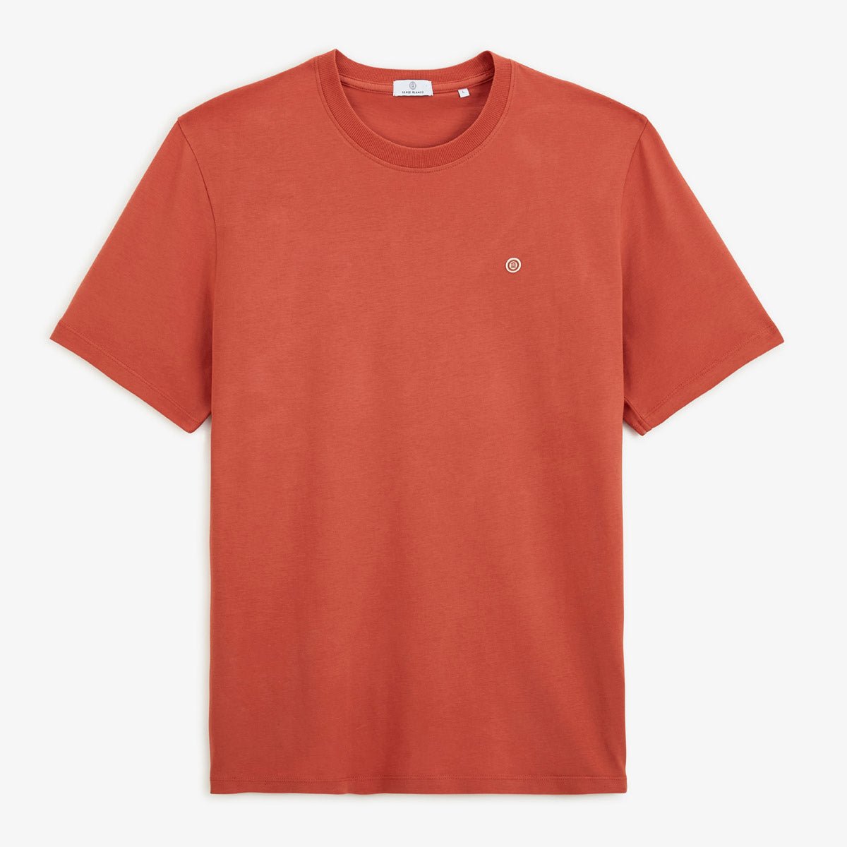 Round neck printed cotton t-shirt with Blanco Biarritz back SERGE BLANCO Orange
